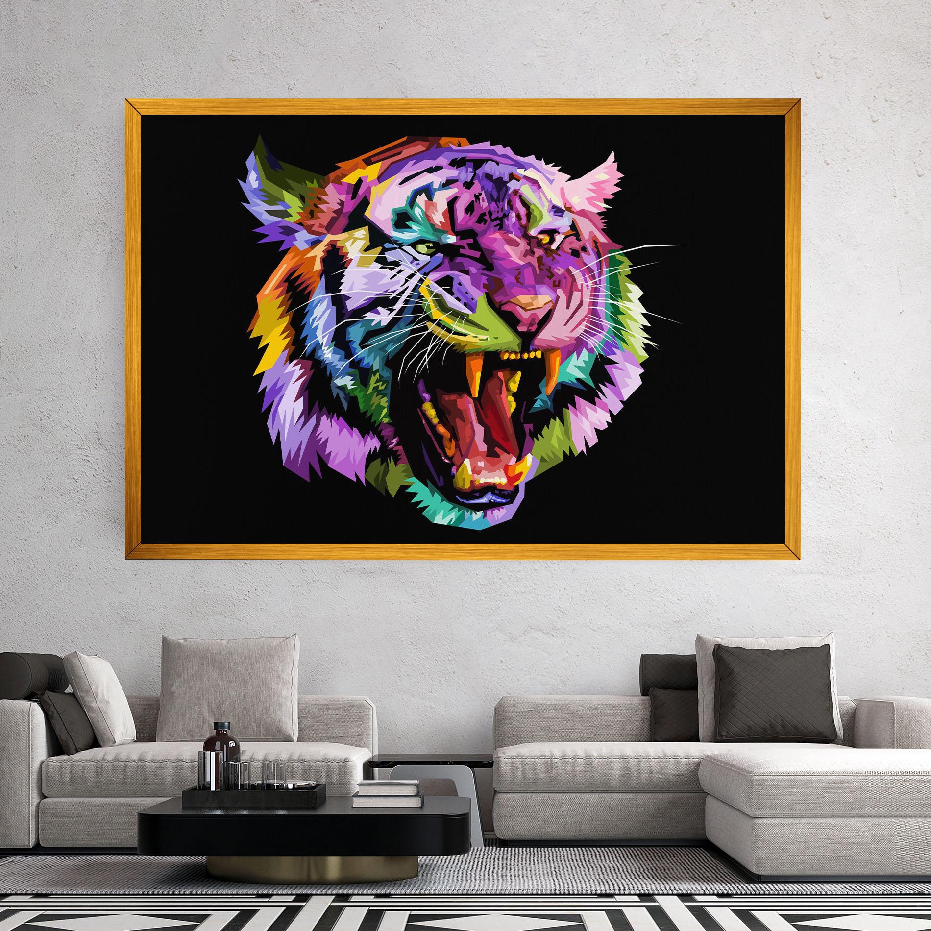 Tablou Canvas Tiger On Black mockup 2