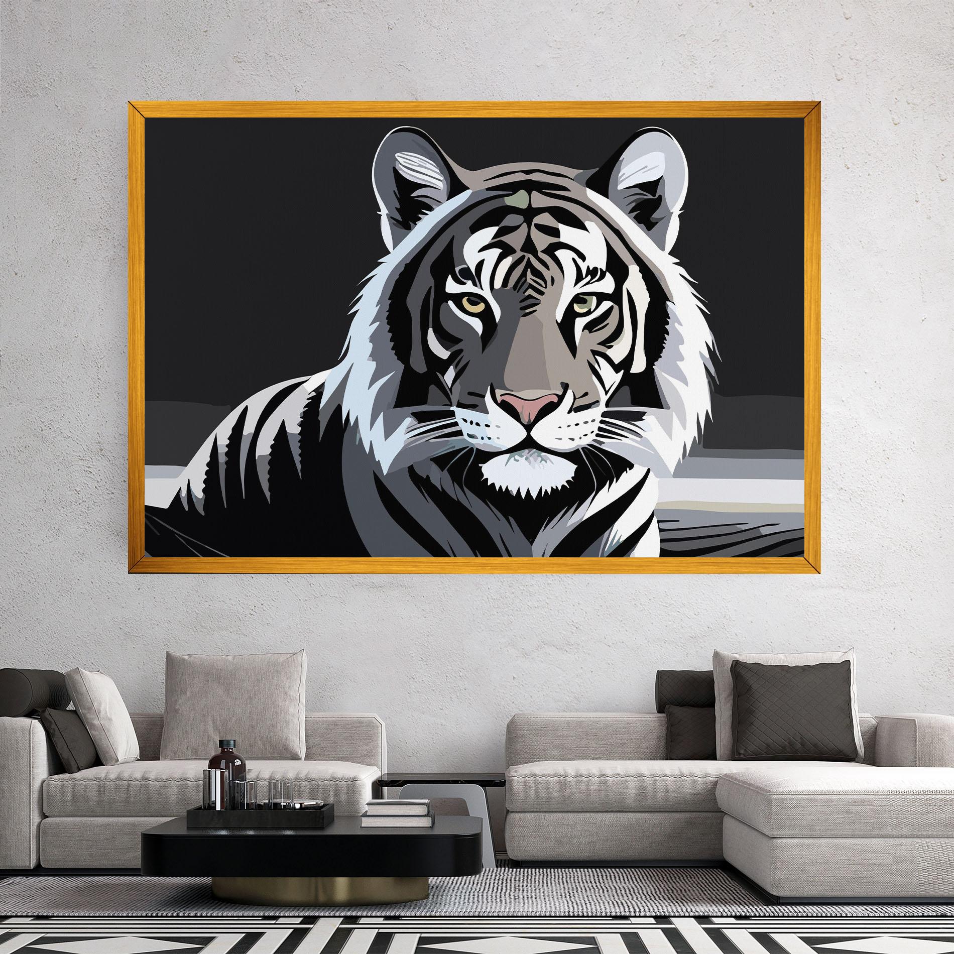 Tablou Canvas White Grey Tiger mockup 2