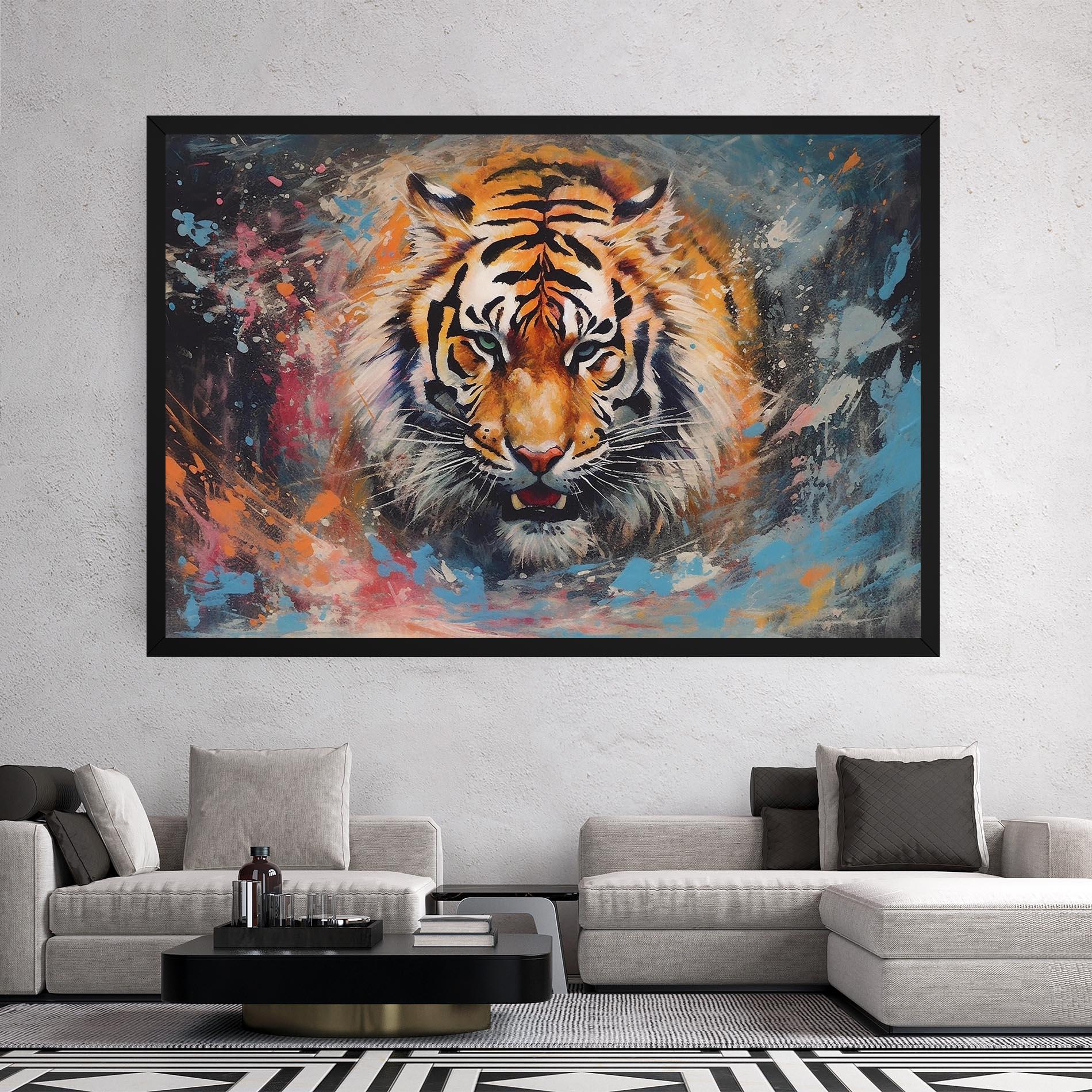 Tablou Canvas Orange Tiger Painting mockup 2