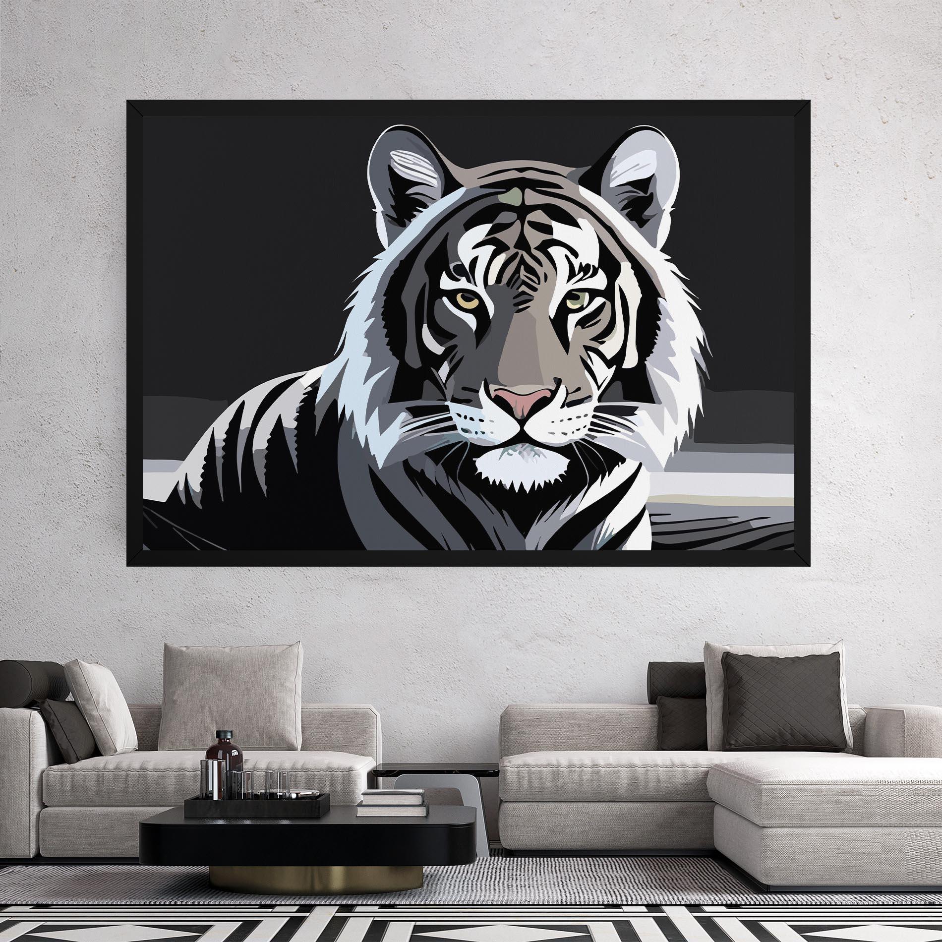 Tablou Canvas White Grey Tiger mockup 2