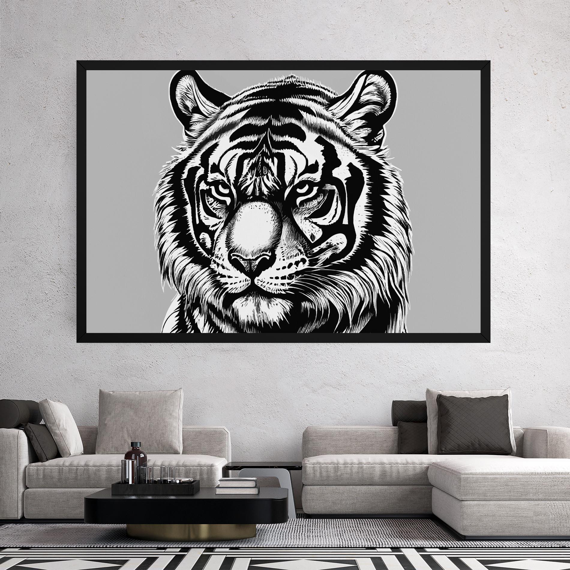 Tablou Canvas White Tiger Grey mockup 2