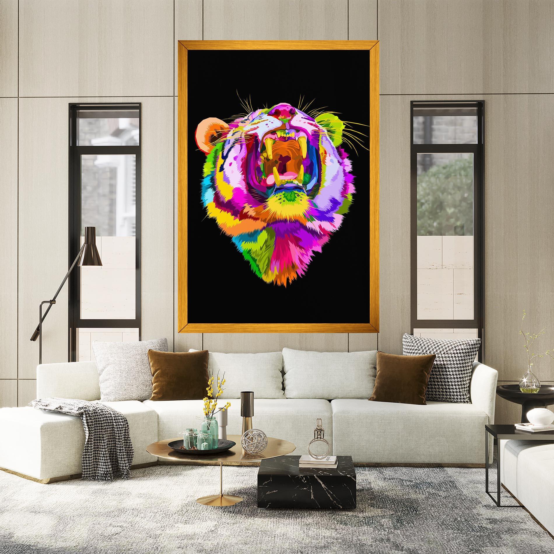 Tablou Canvas Tiger Mix Color mockup 2