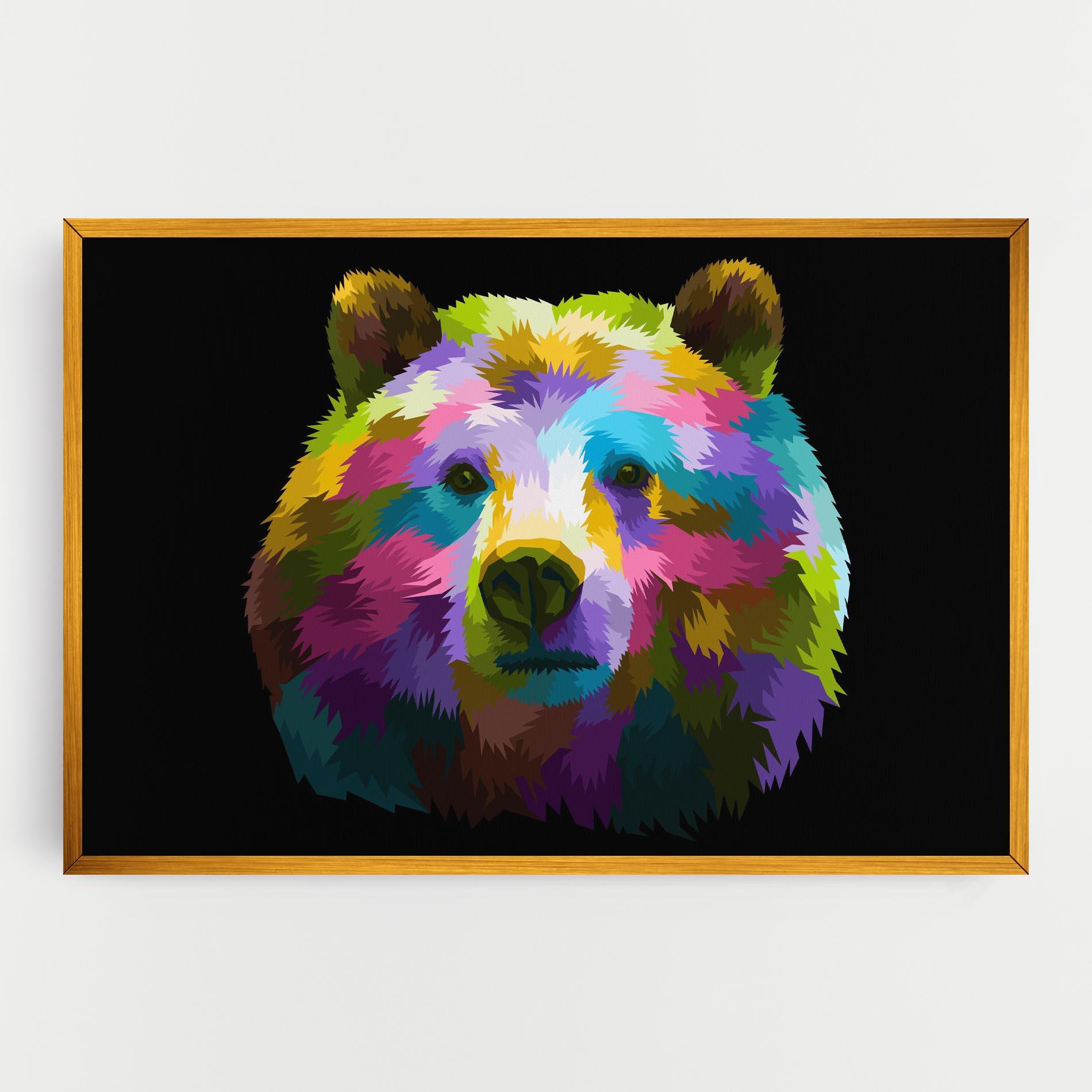 Tablou Canvas Colorful Bear Head mockup 0
