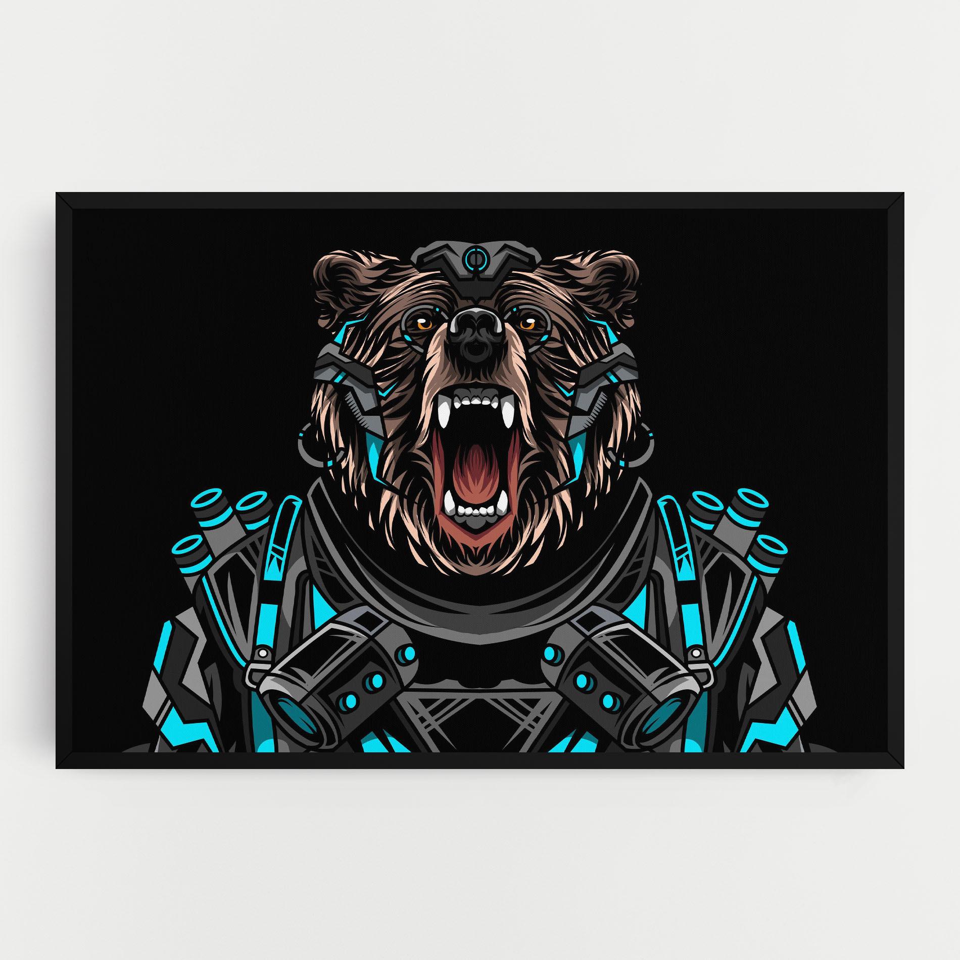 Tablou Canvas Black Cyborg Bear mockup 0