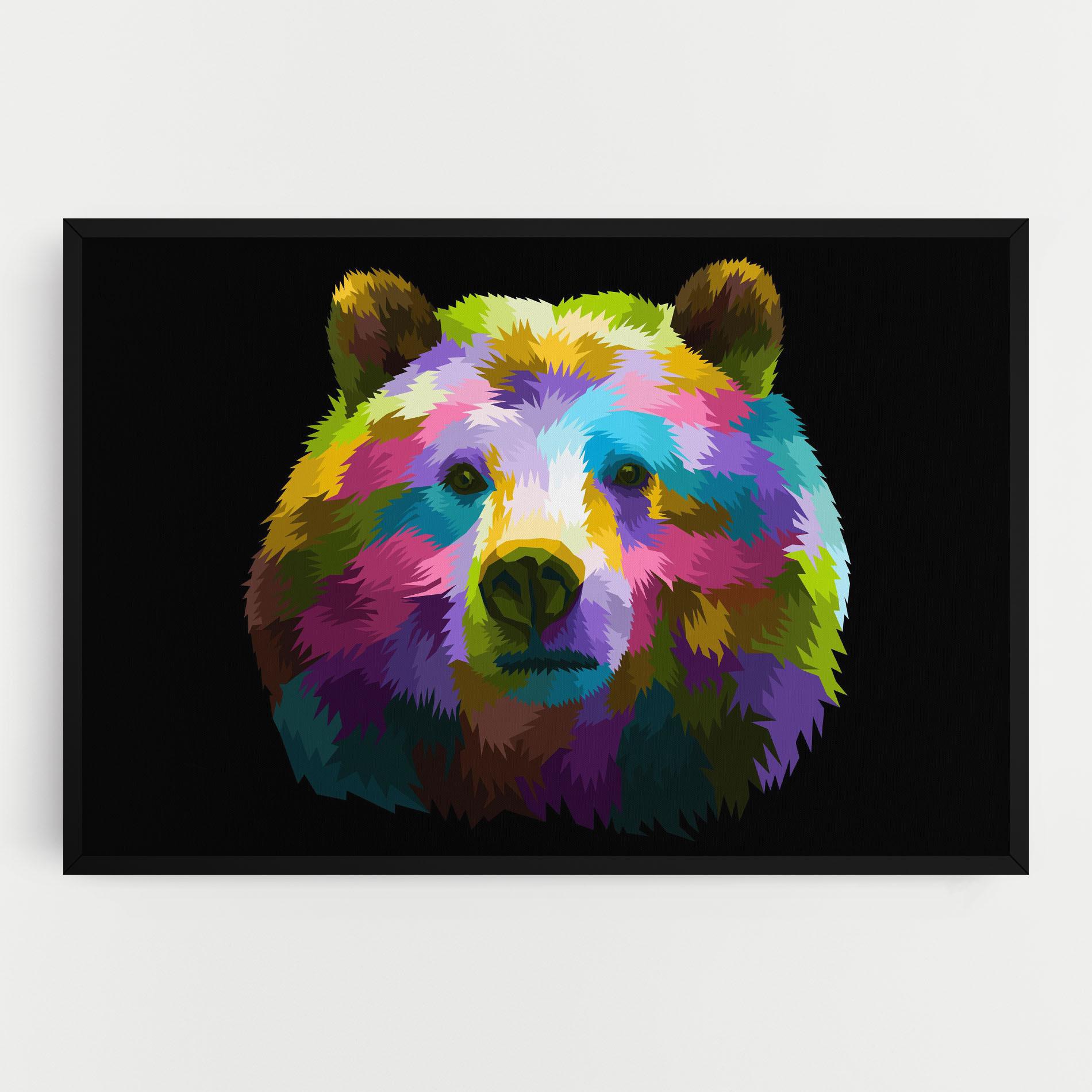 Tablou Canvas Colorful Bear Head mockup 0