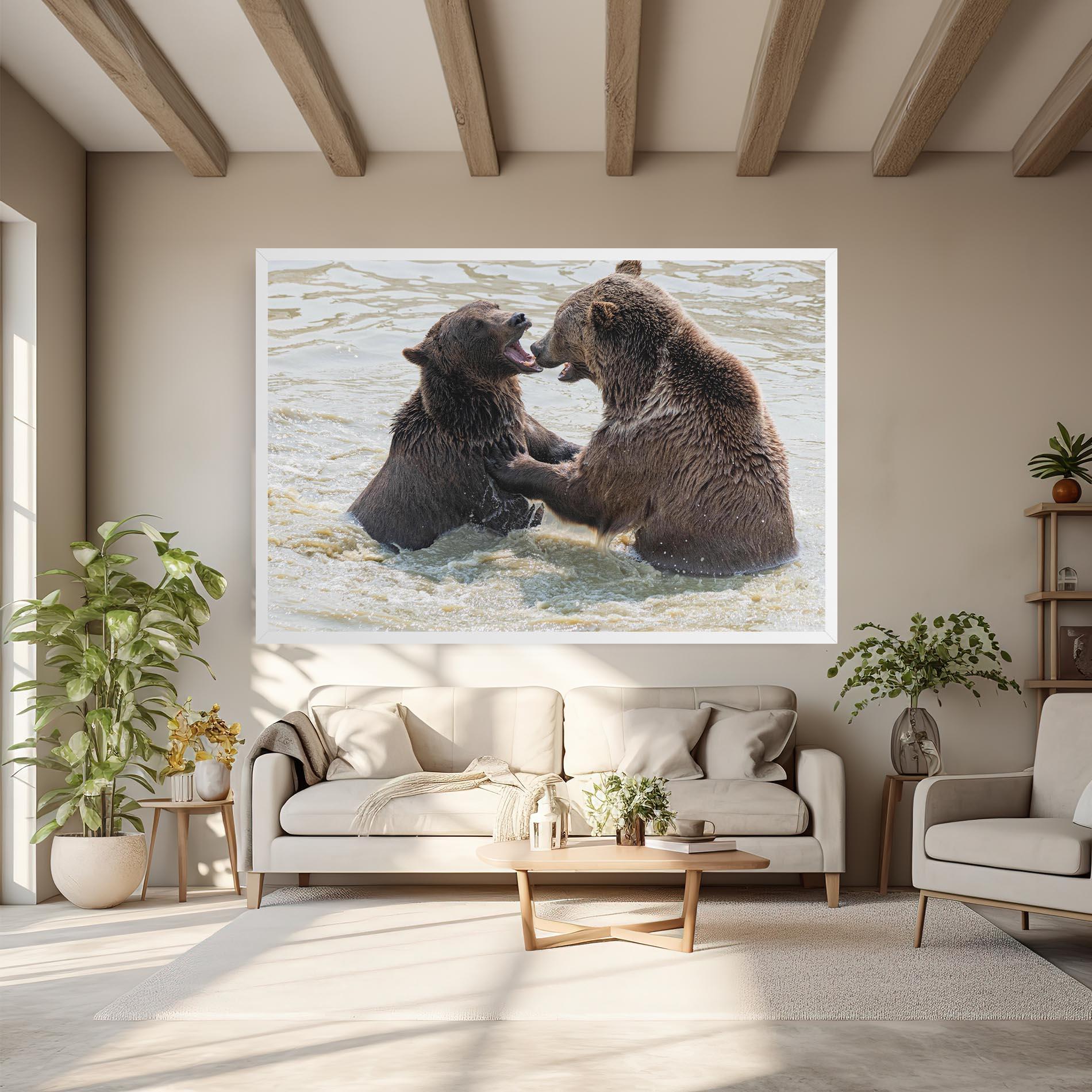 Tablou Canvas Bears Fighting mockup 6