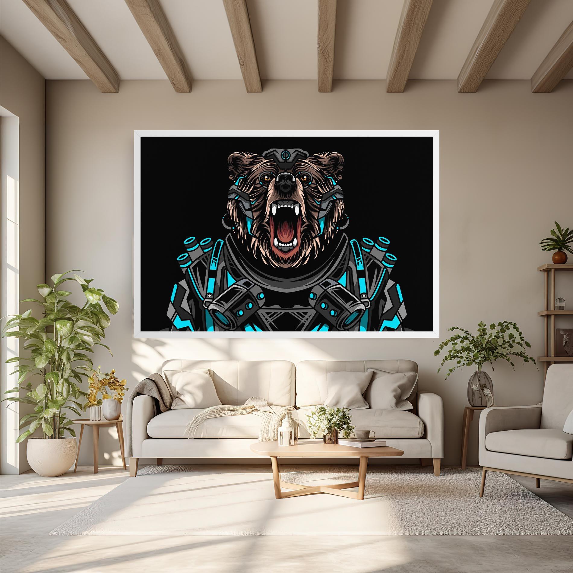 Tablou Canvas Black Cyborg Bear mockup 6