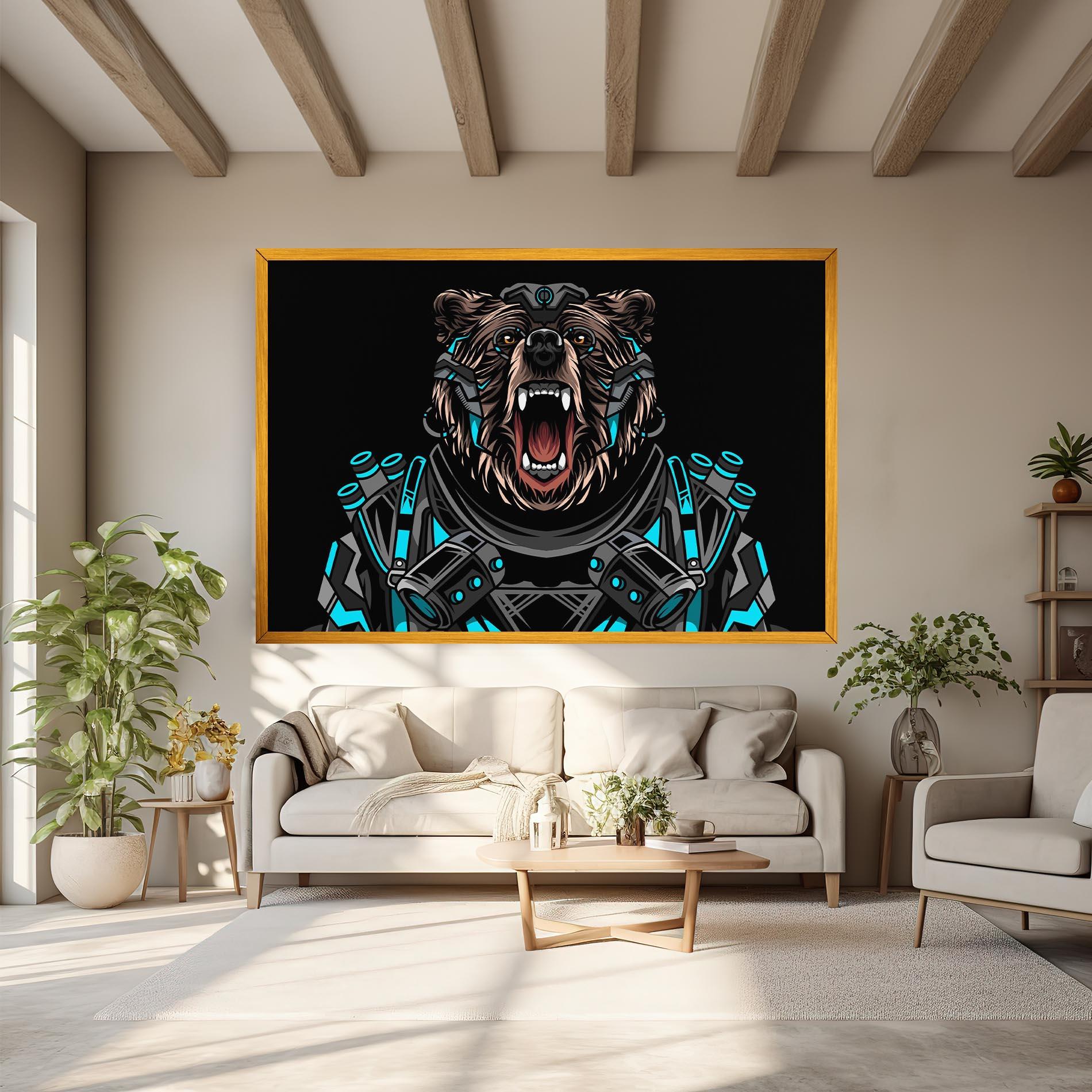 Tablou Canvas Black Cyborg Bear mockup 6