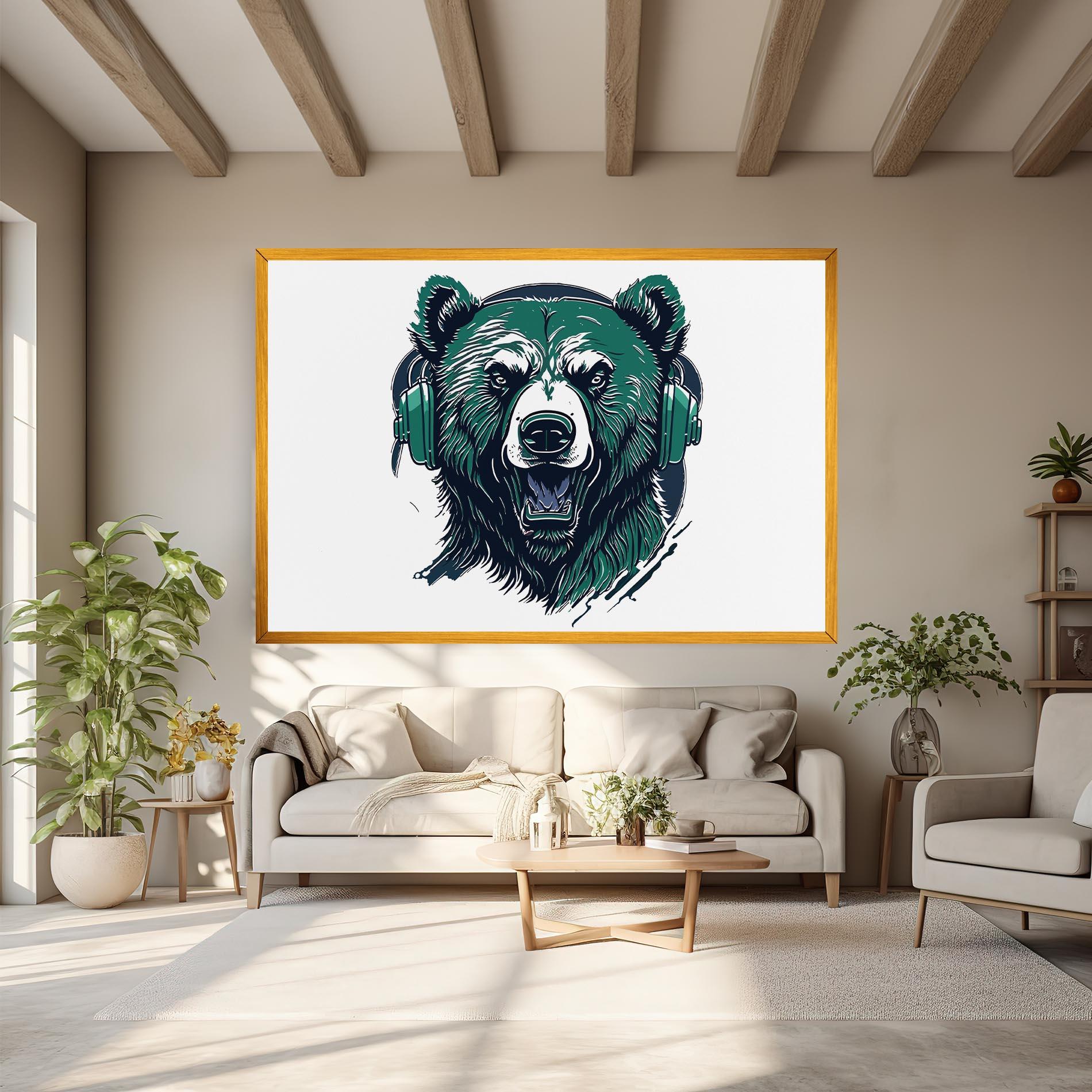 Tablou Canvas Green Music Bear mockup 6