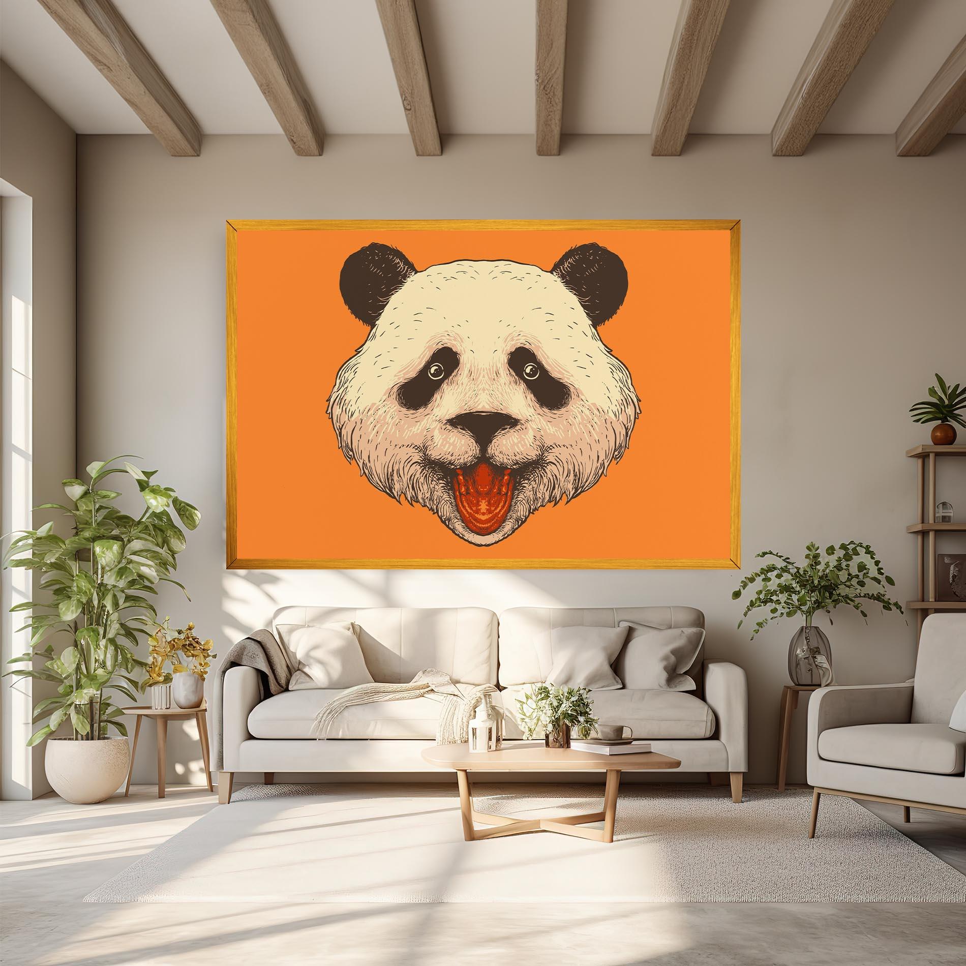 Tablou Canvas Panda On Orange mockup 6