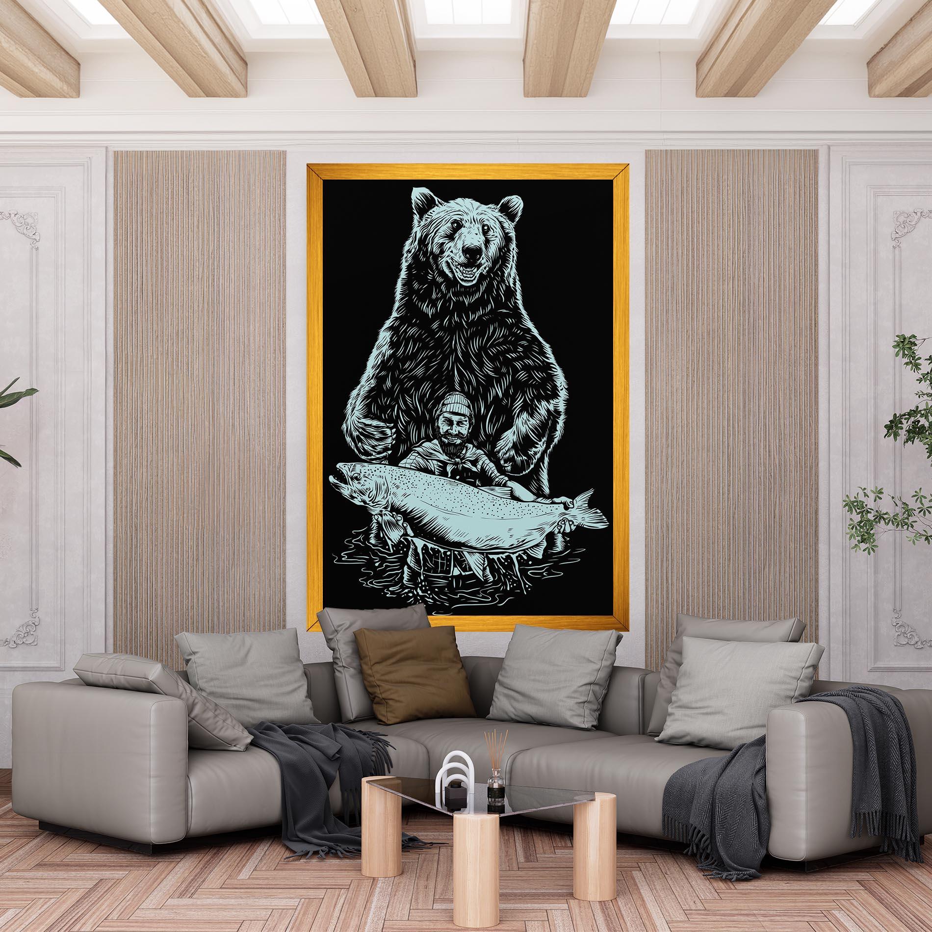 Tablou Canvas Fishing Bear mockup 6