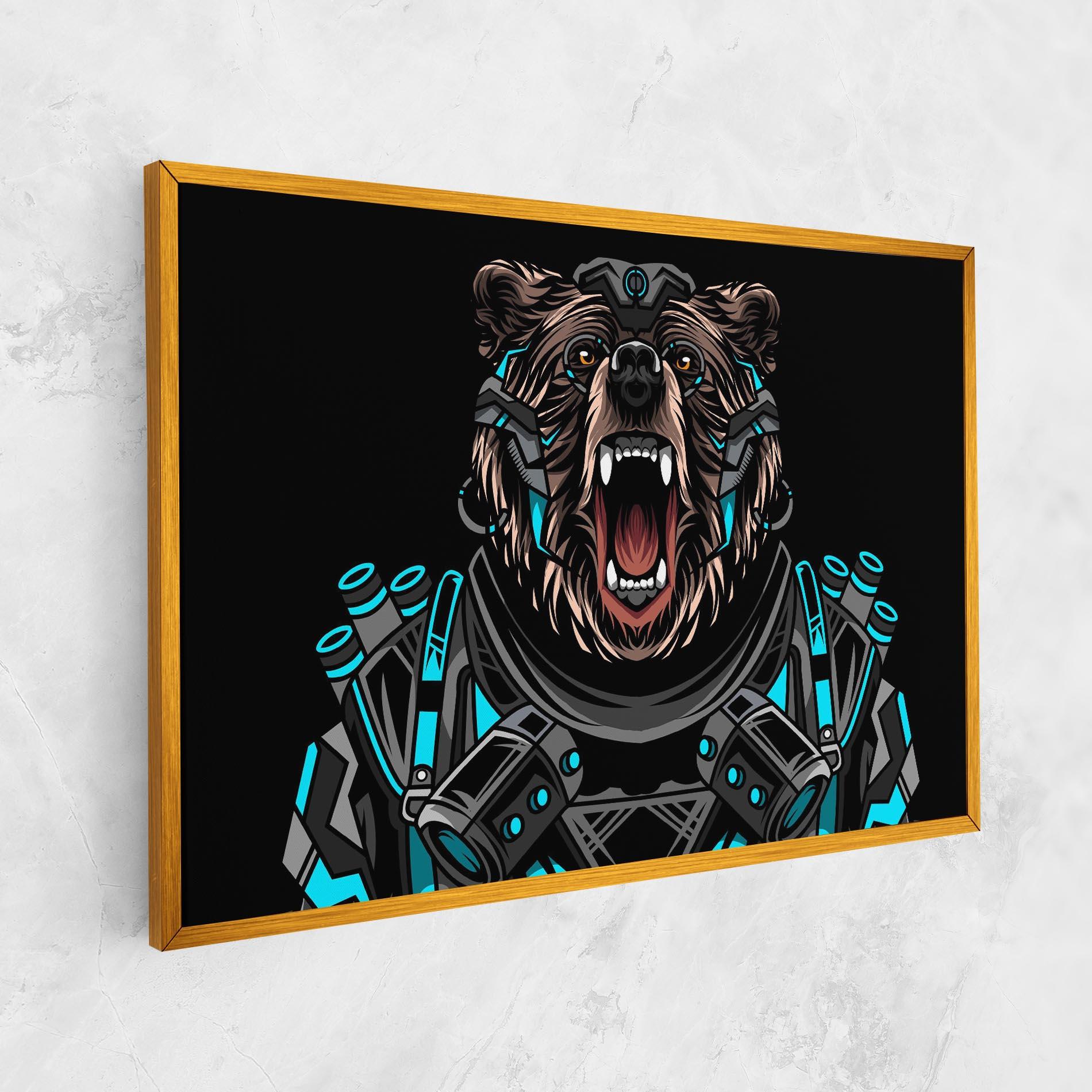 Tablou Canvas Black Cyborg Bear mockup 1
