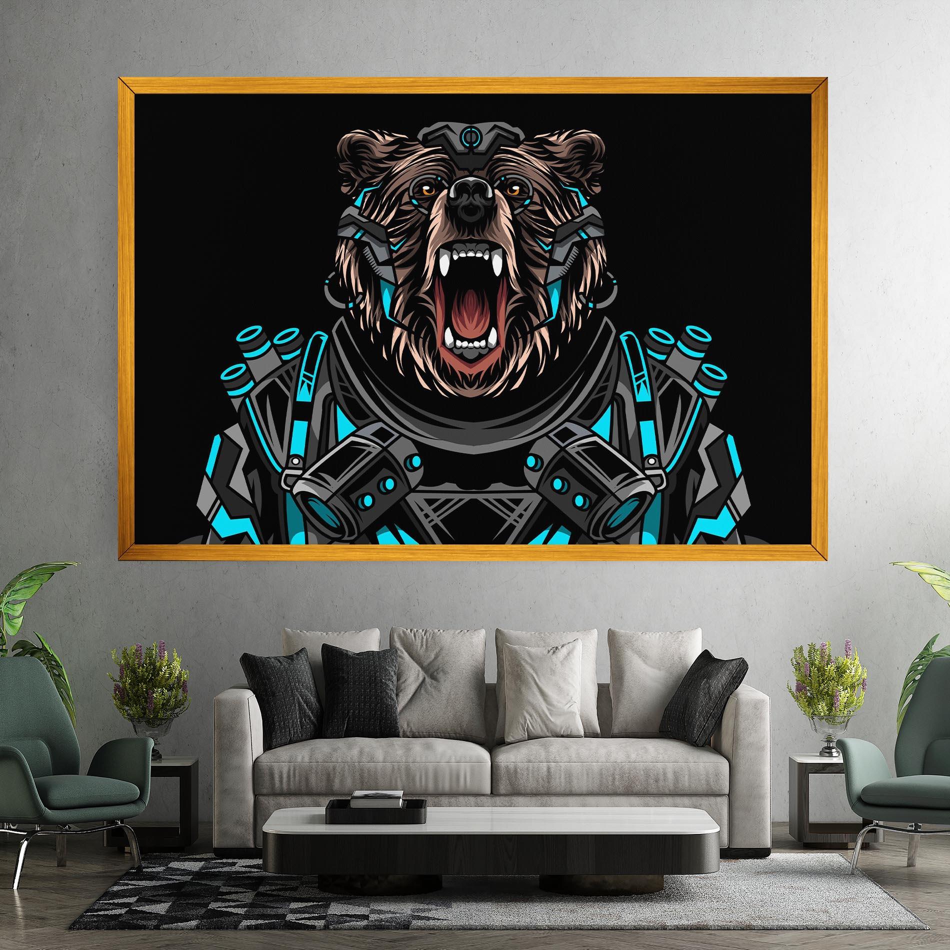 Tablou Canvas Black Cyborg Bear mockup 7