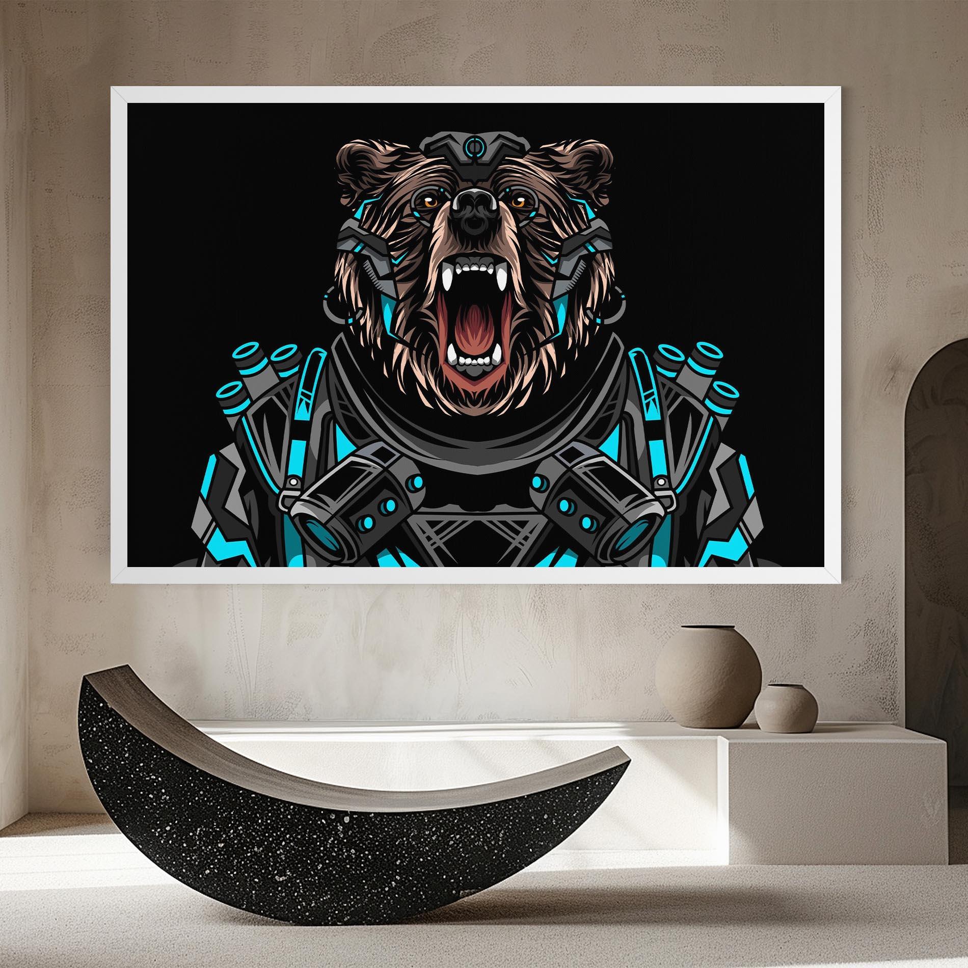 Tablou Canvas Black Cyborg Bear mockup 8