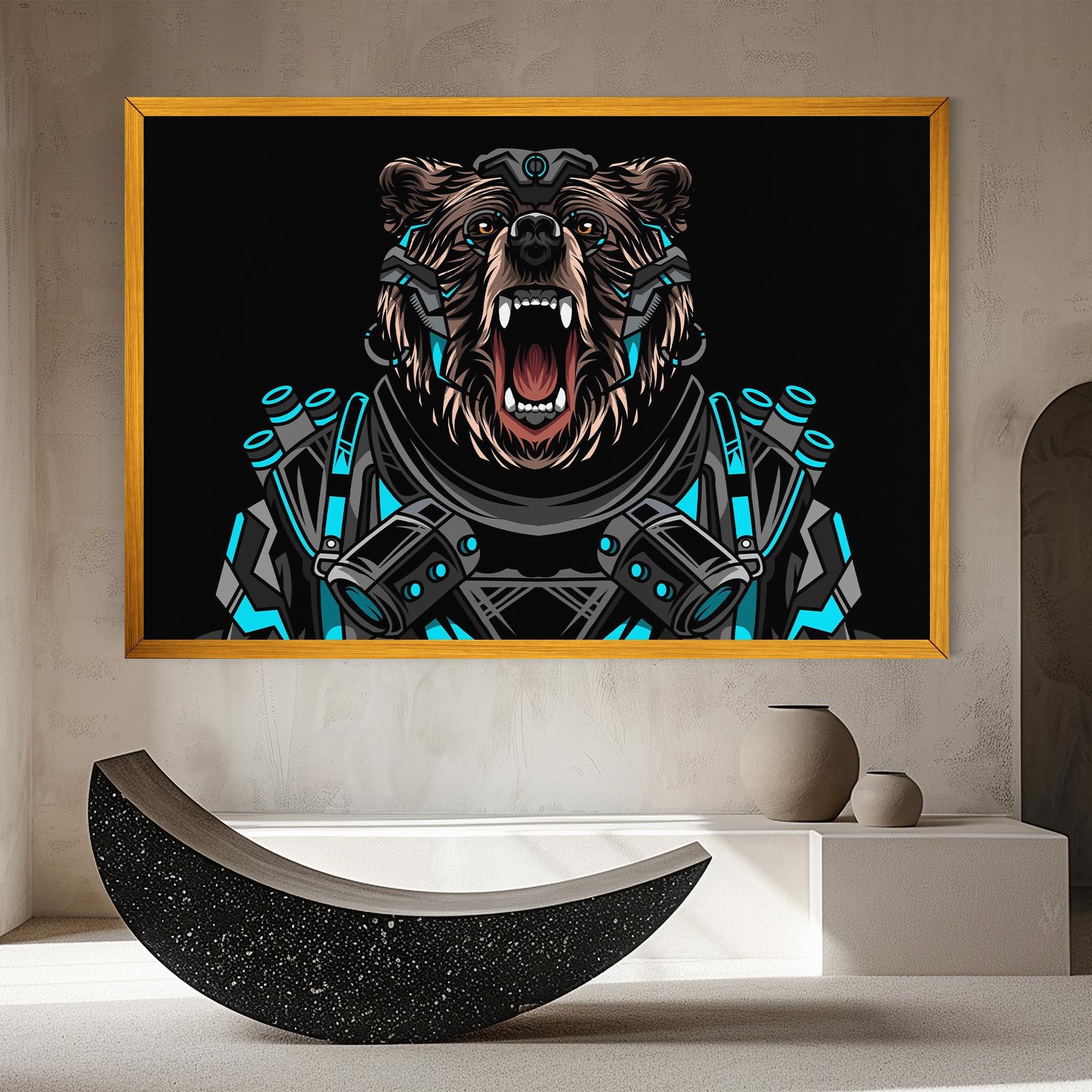Tablou Canvas Black Cyborg Bear mockup 8
