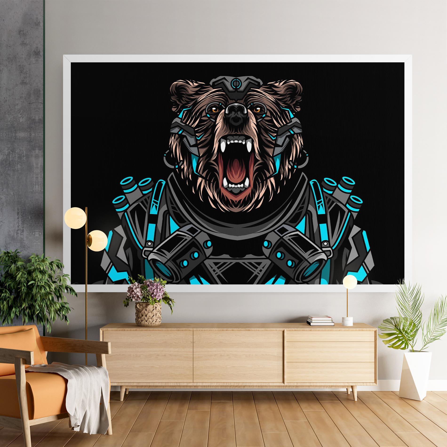 Tablou Canvas Black Cyborg Bear mockup 9