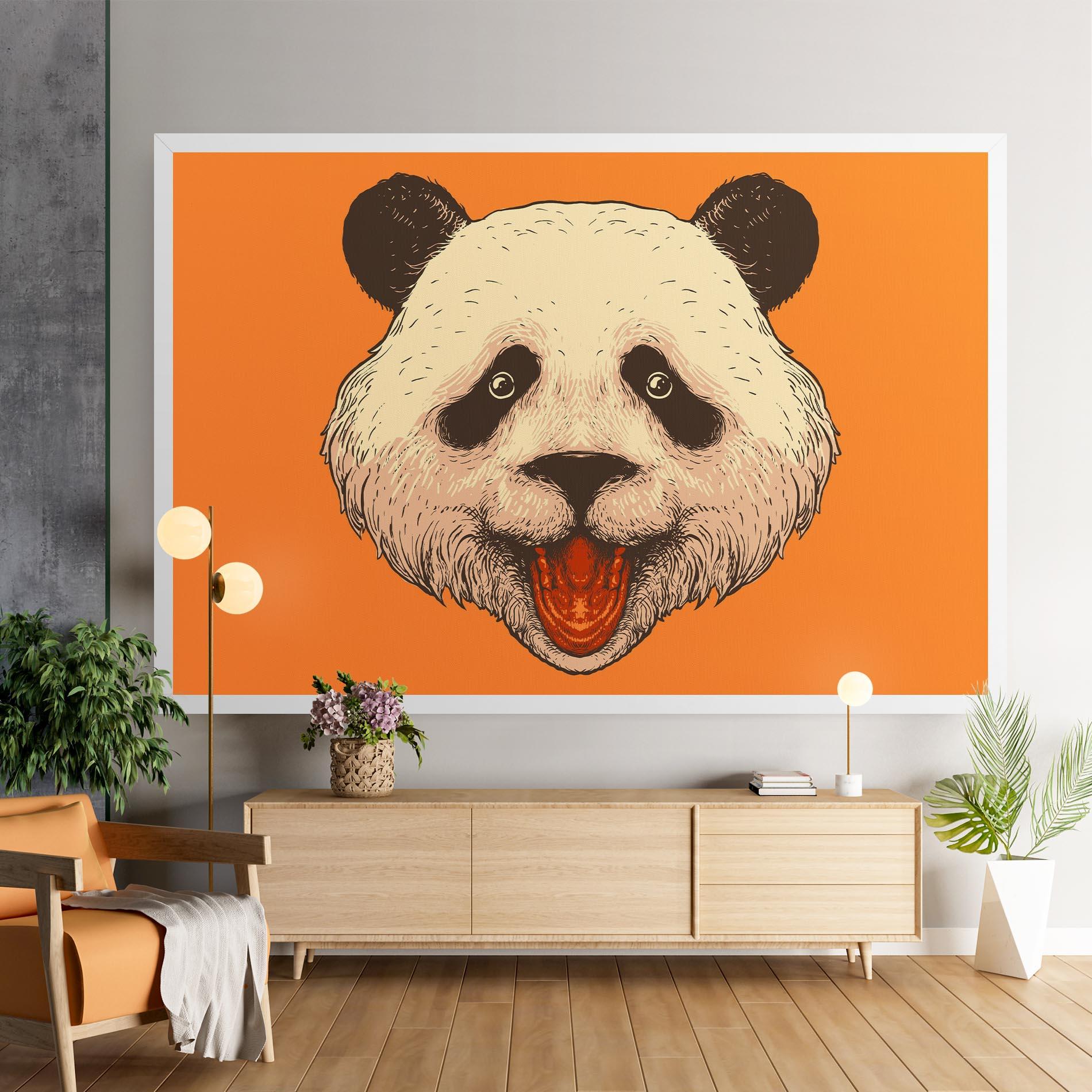 Tablou Canvas Panda On Orange mockup 9