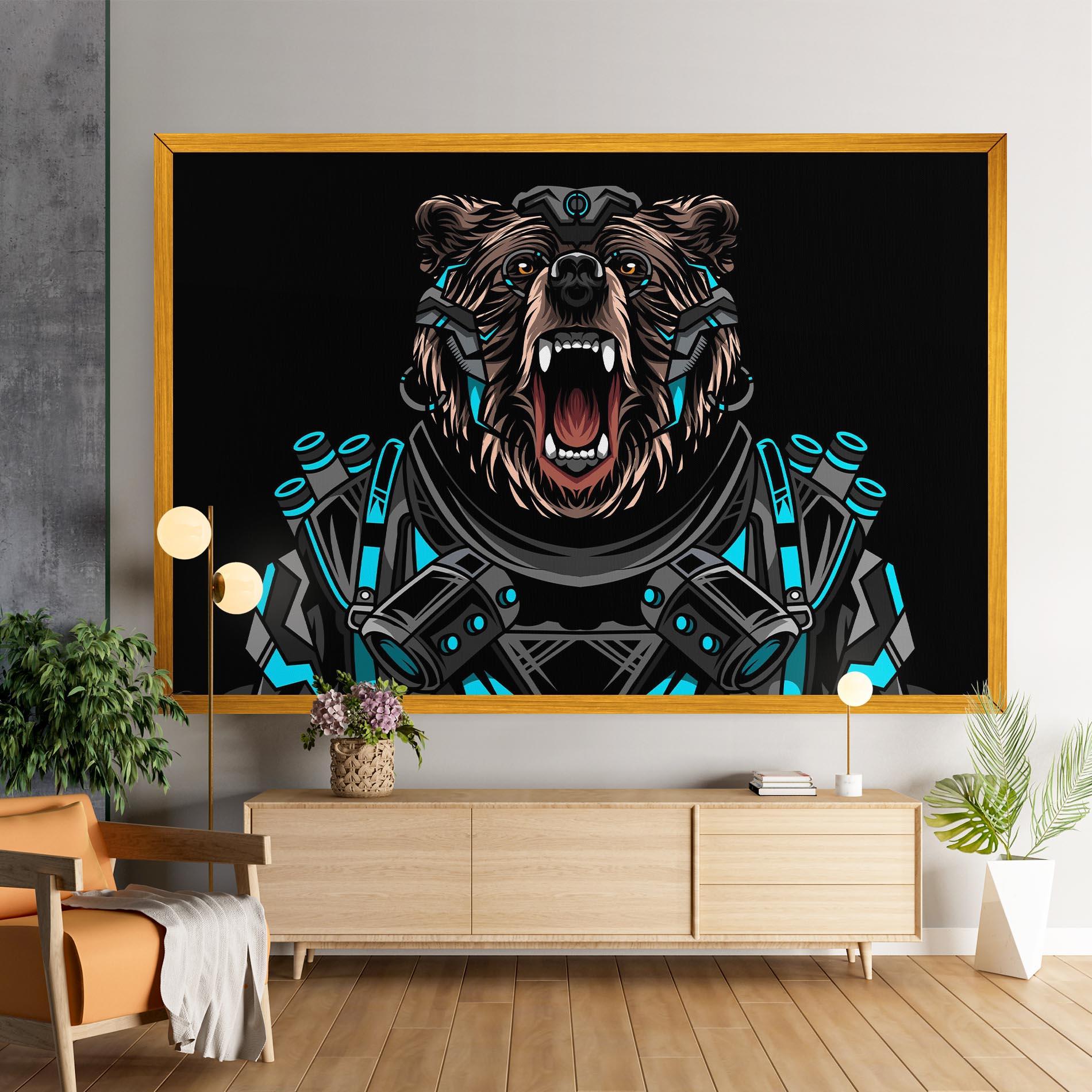 Tablou Canvas Black Cyborg Bear mockup 9