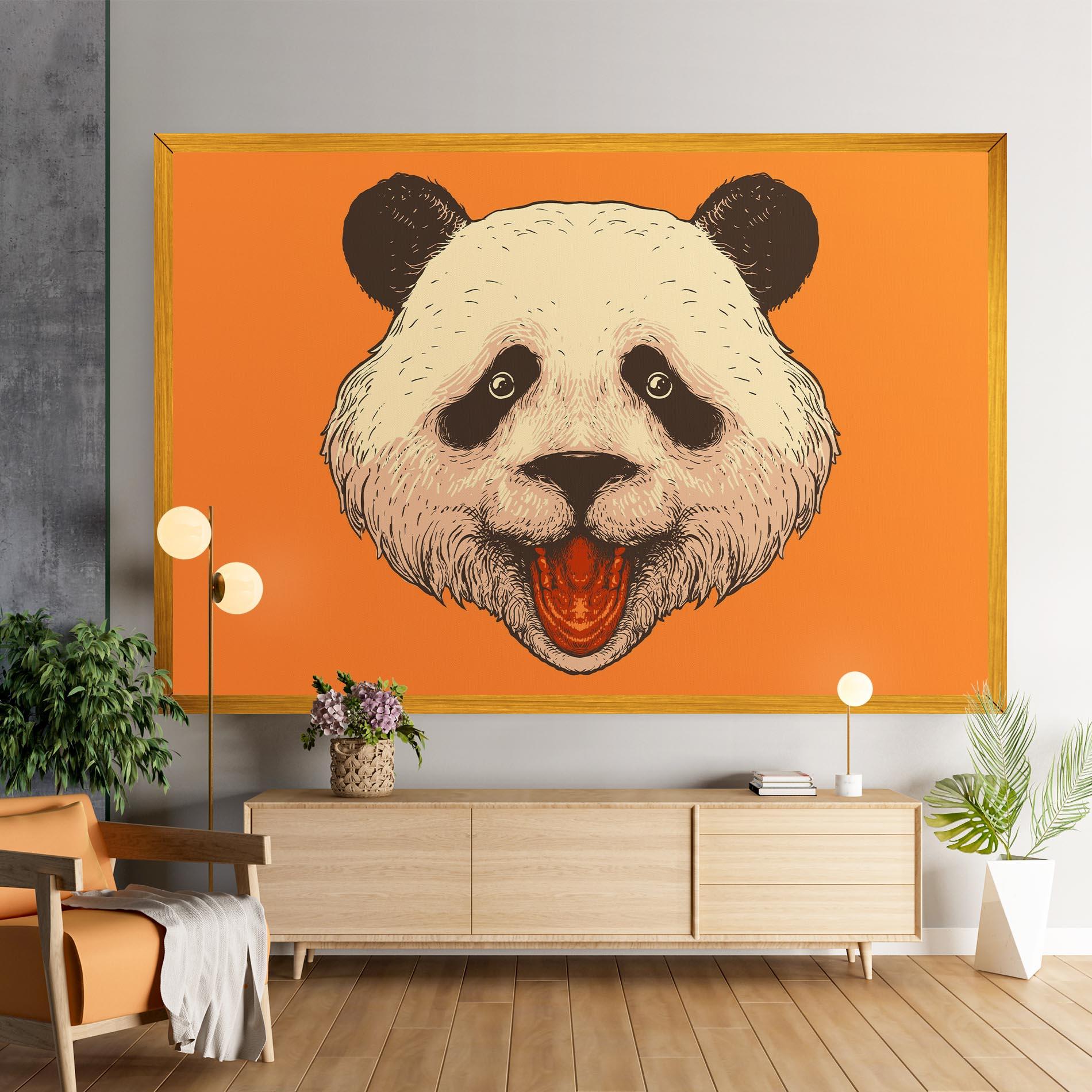 Tablou Canvas Panda On Orange mockup 9