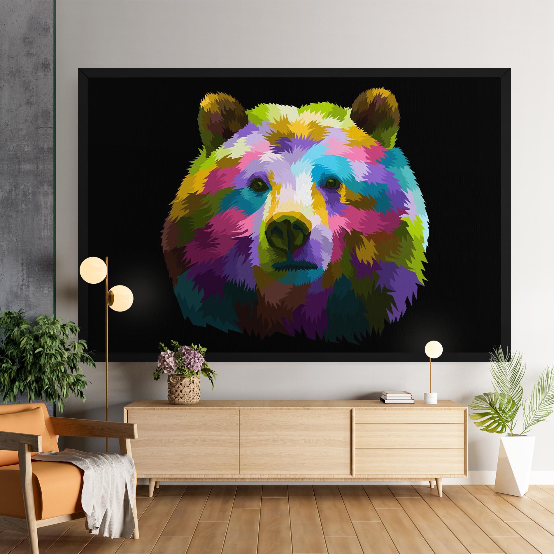Tablou Canvas Colorful Bear Head mockup 9