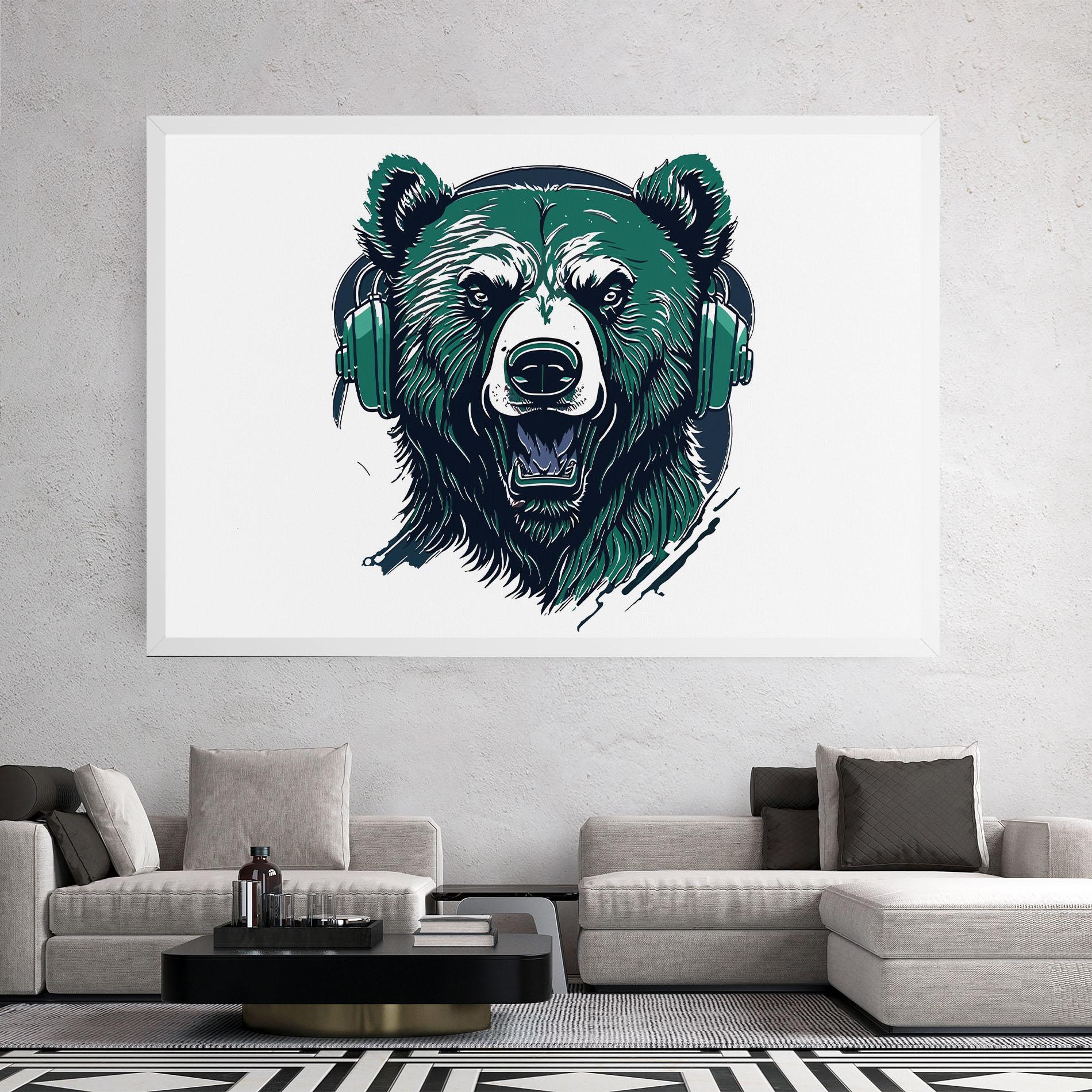 Tablou Canvas Green Music Bear mockup 2