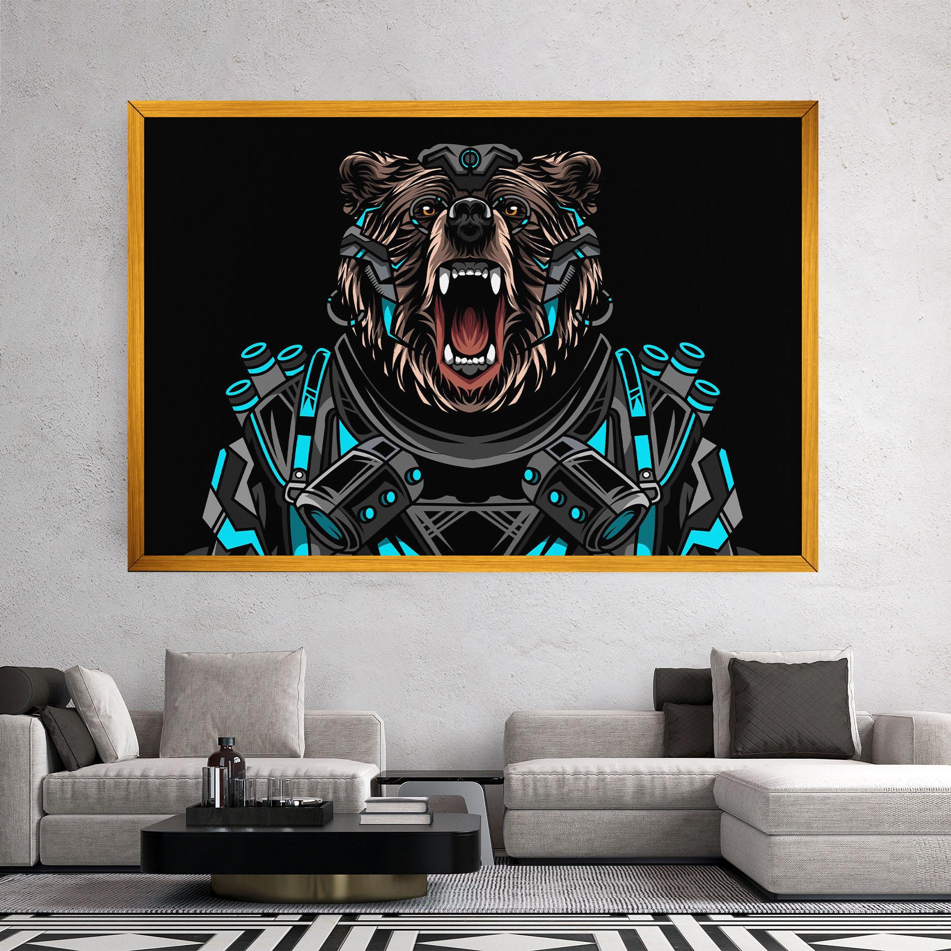 Tablou Canvas Black Cyborg Bear mockup 2