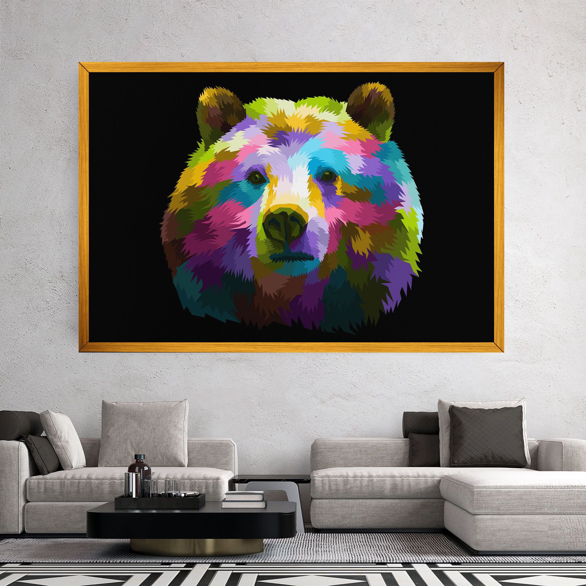 Colorful Bear Head mockup 2