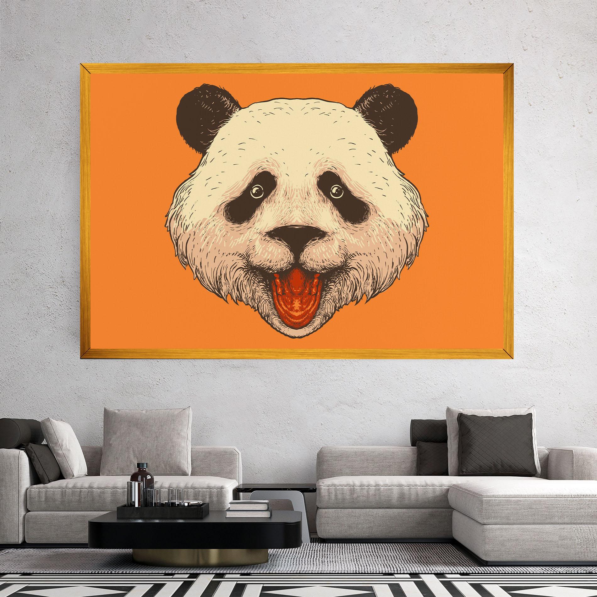 Tablou Canvas Panda On Orange mockup 2