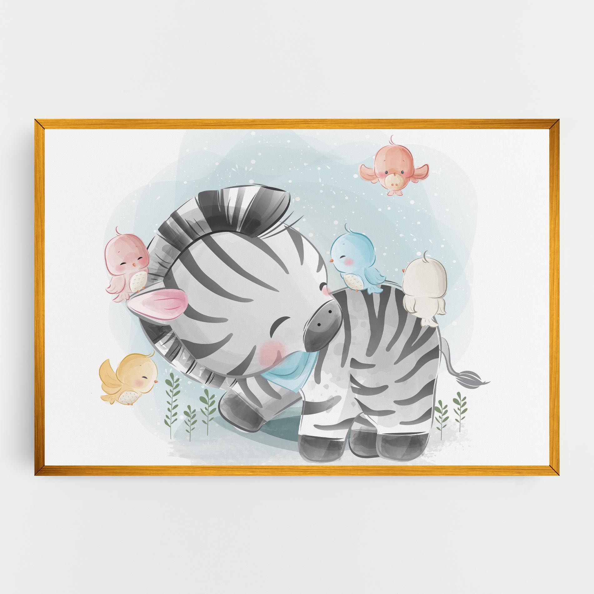 Zebra With Birds mockup 0