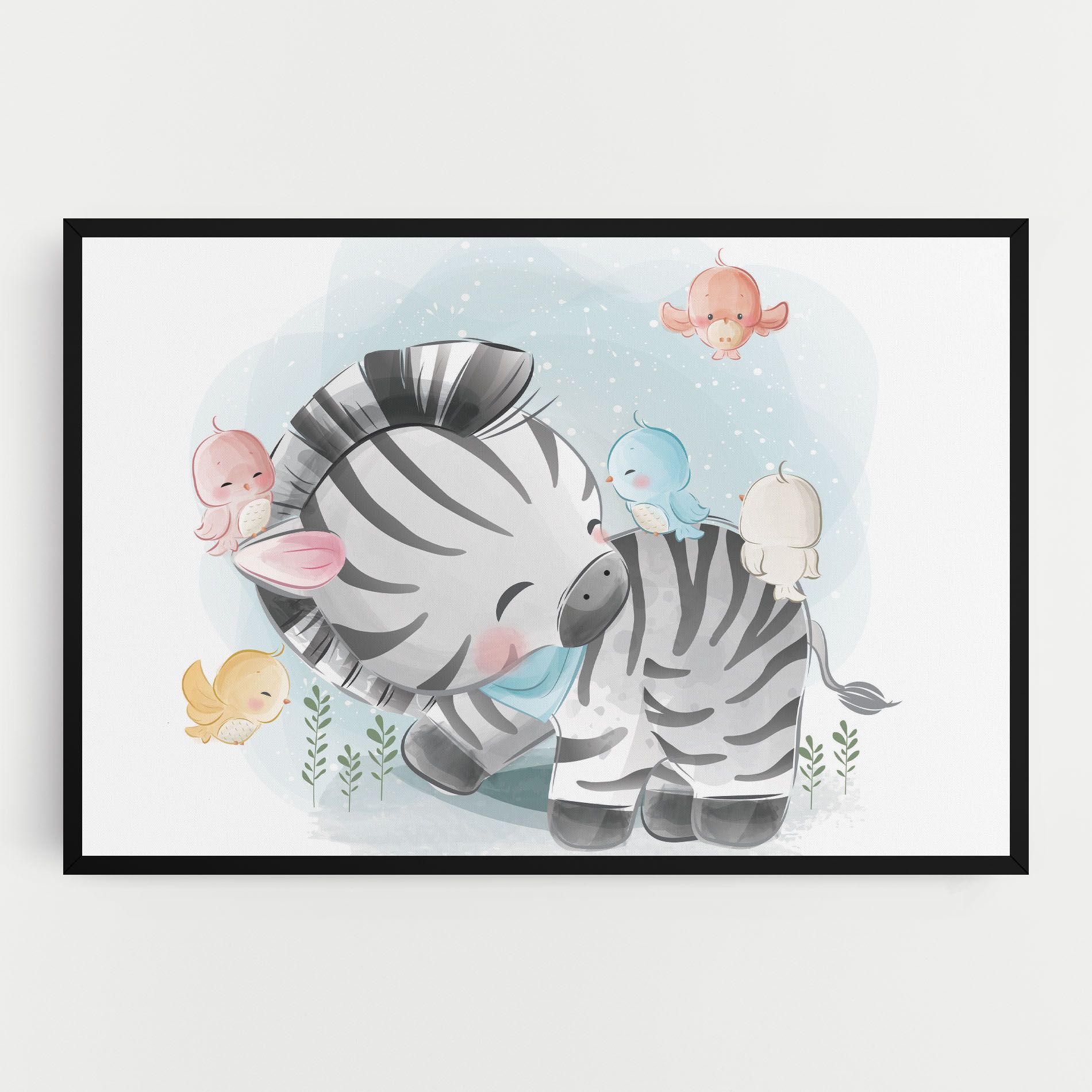 Zebra With Birds mockup 0
