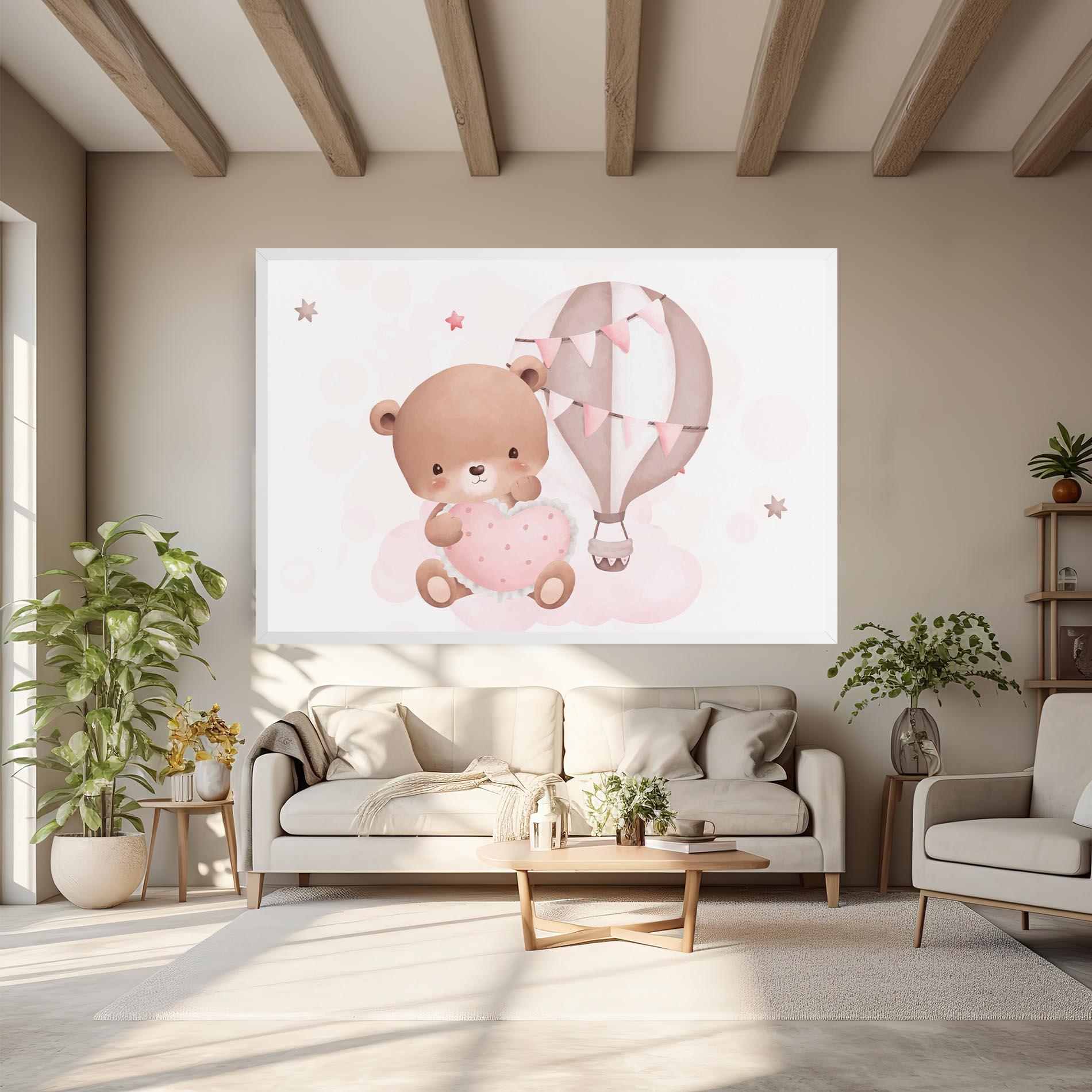 Tablou Canvas Pink Heart Bear mockup 6