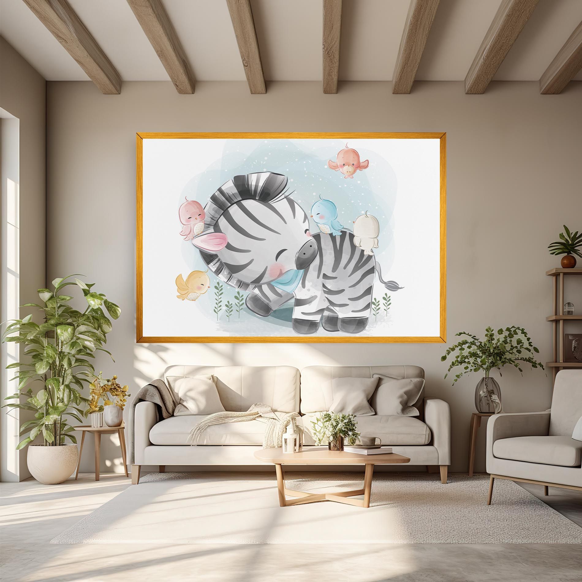 Zebra With Birds mockup 6