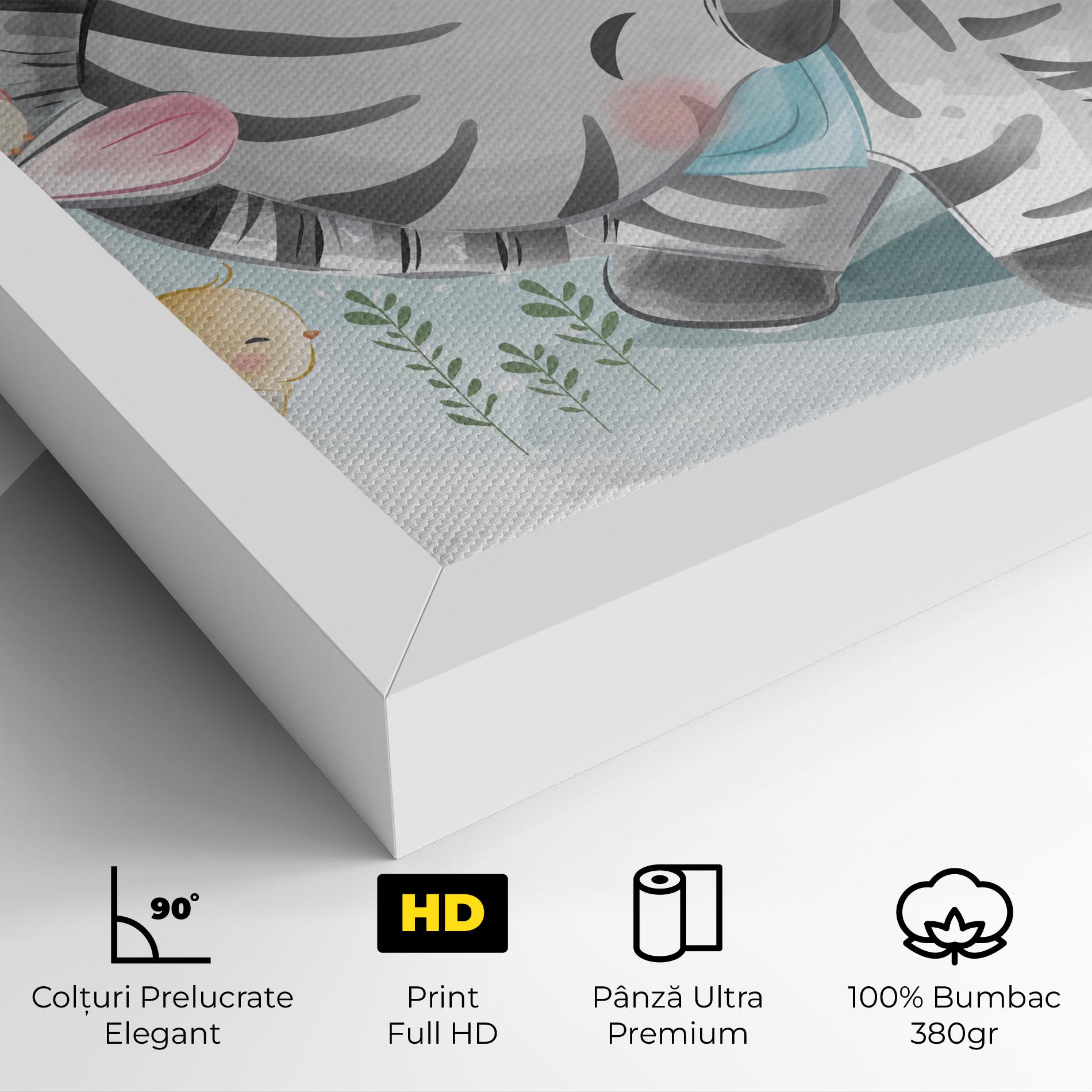 Tablou Canvas Zebra With Birds mockup 4