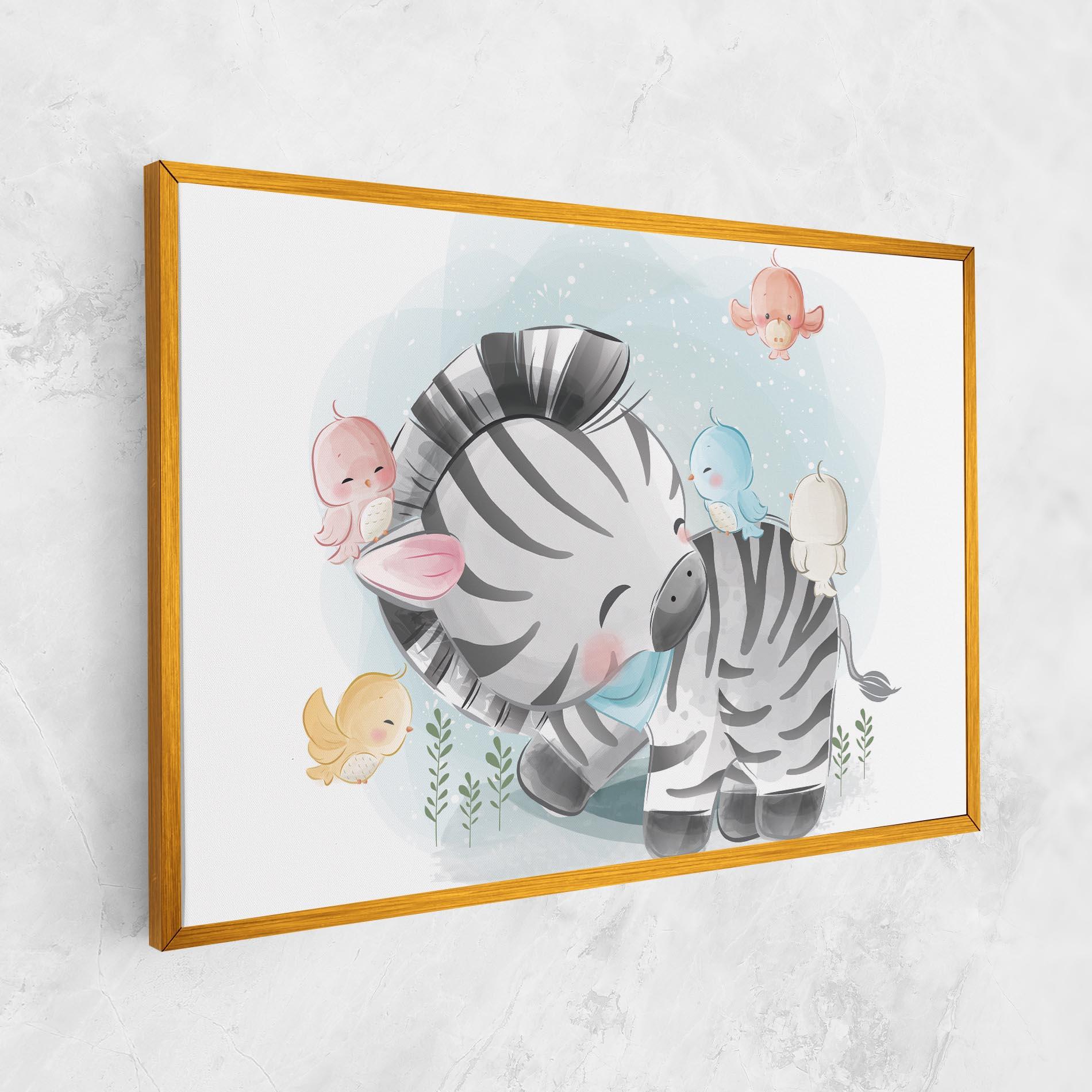 Tablou Canvas Zebra With Birds mockup 1