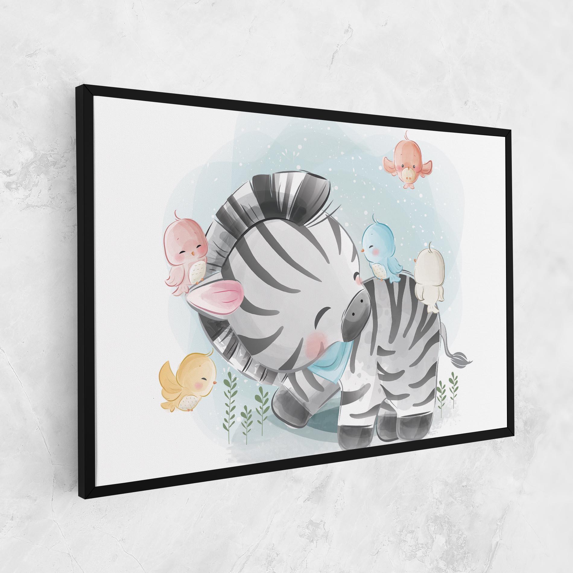 Tablou Canvas Zebra With Birds mockup 1