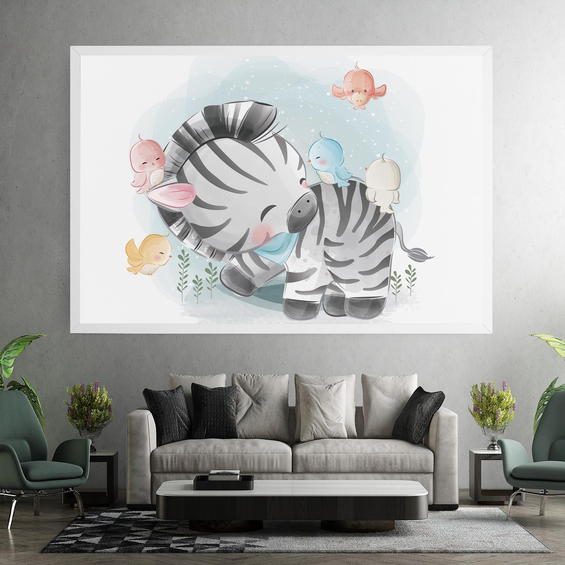 Tablou Canvas Zebra With Birds mockup 7
