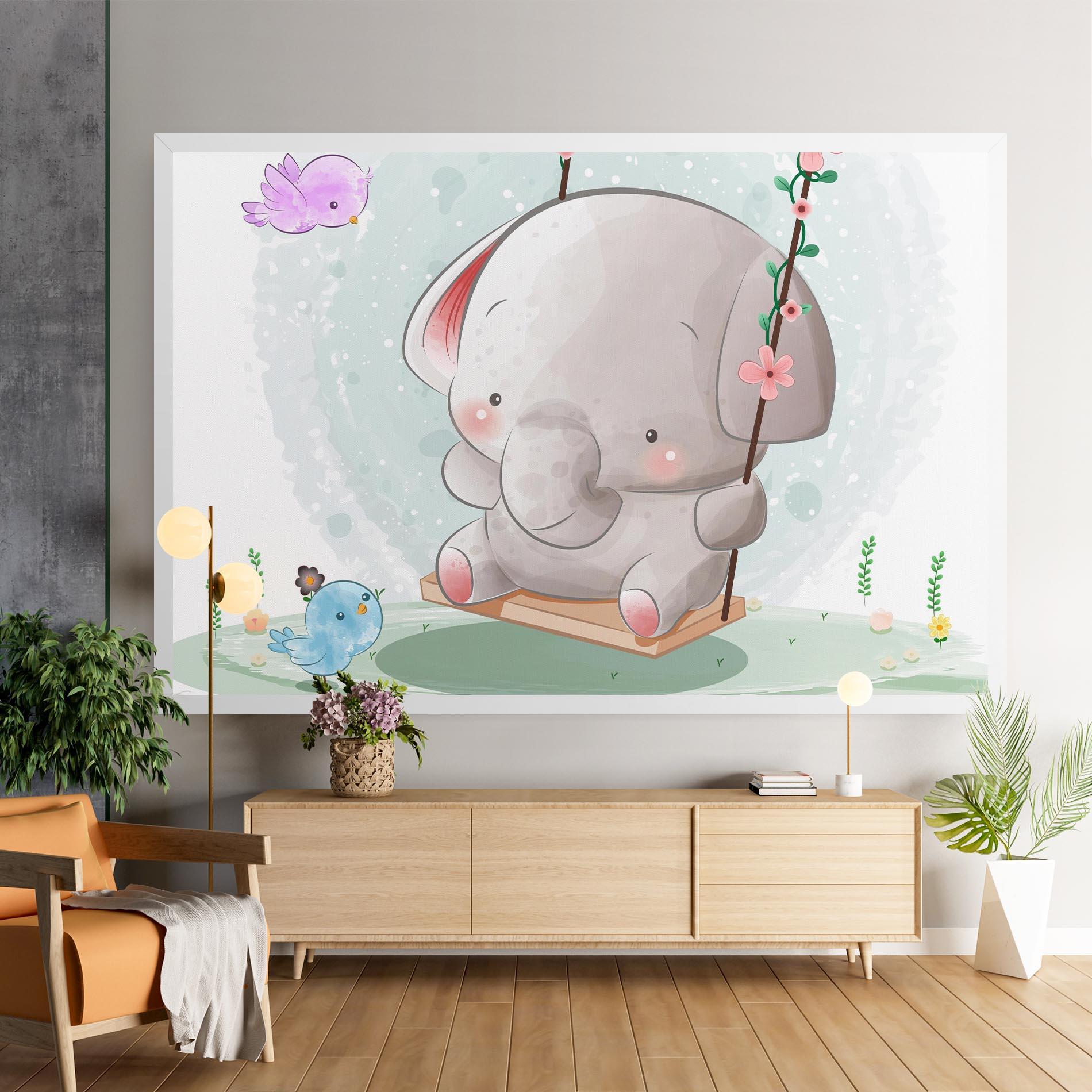 Tablou Canvas Bird Baby Elephant mockup 9