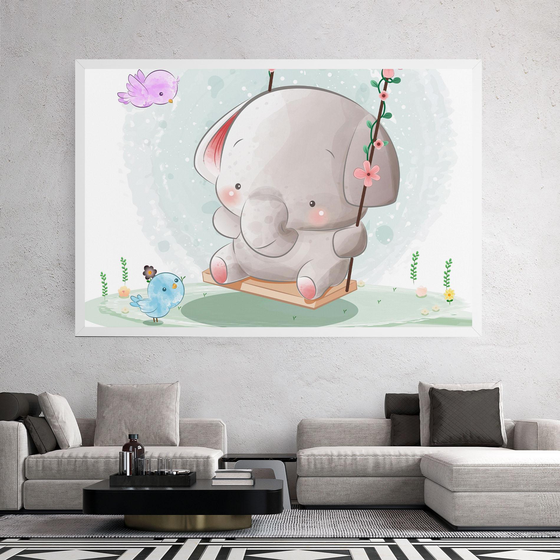 Tablou Canvas Bird Baby Elephant mockup 2