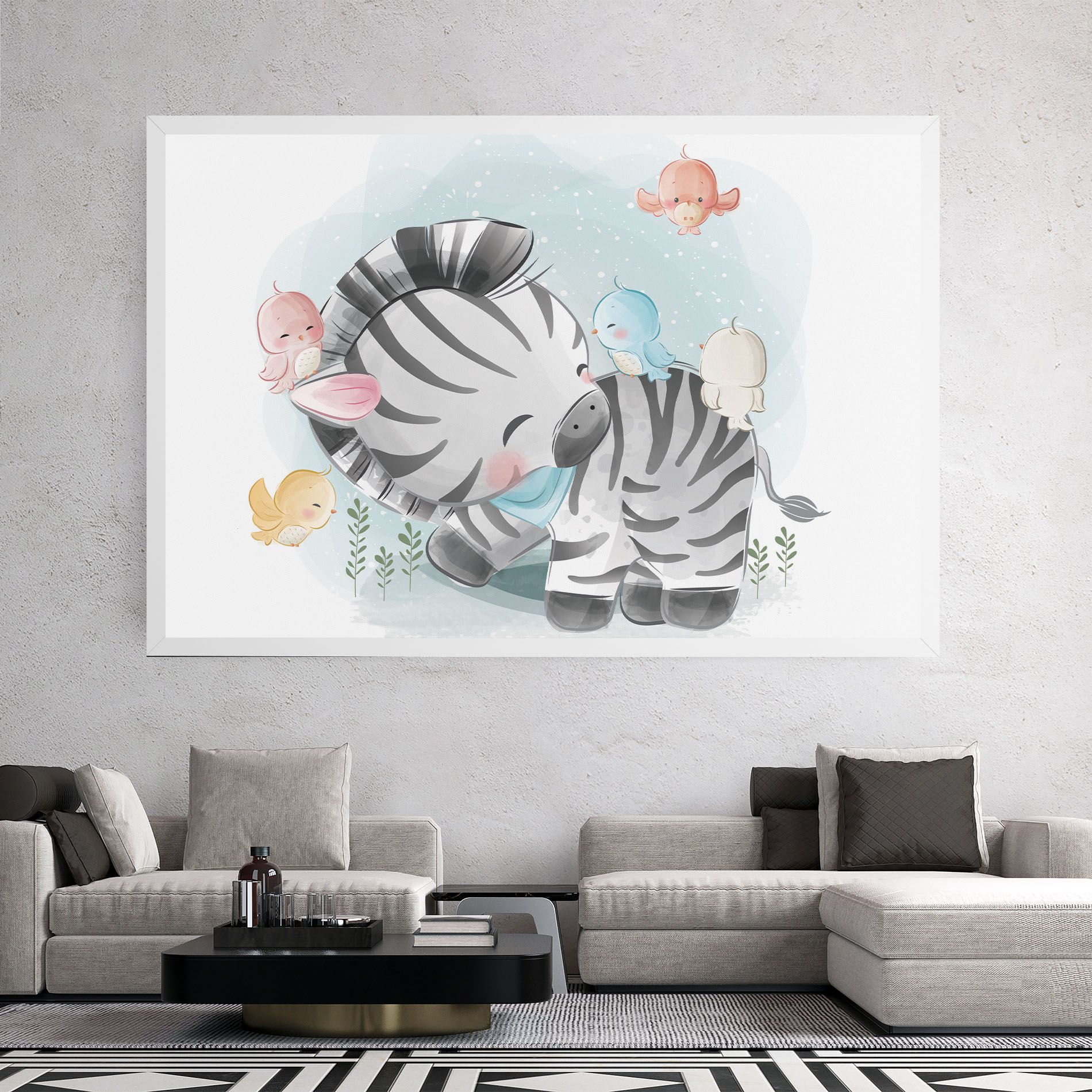 Zebra With Birds mockup 2