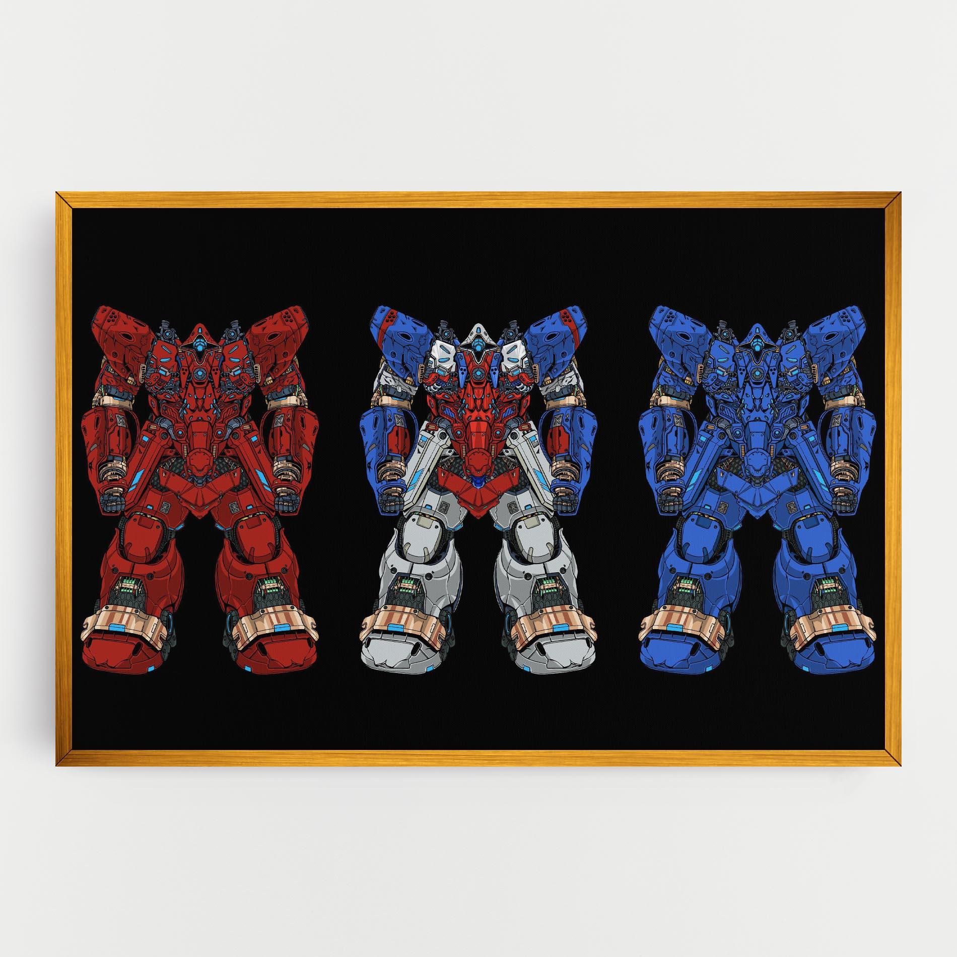 Tablou Canvas Blue Red Robots mockup 0