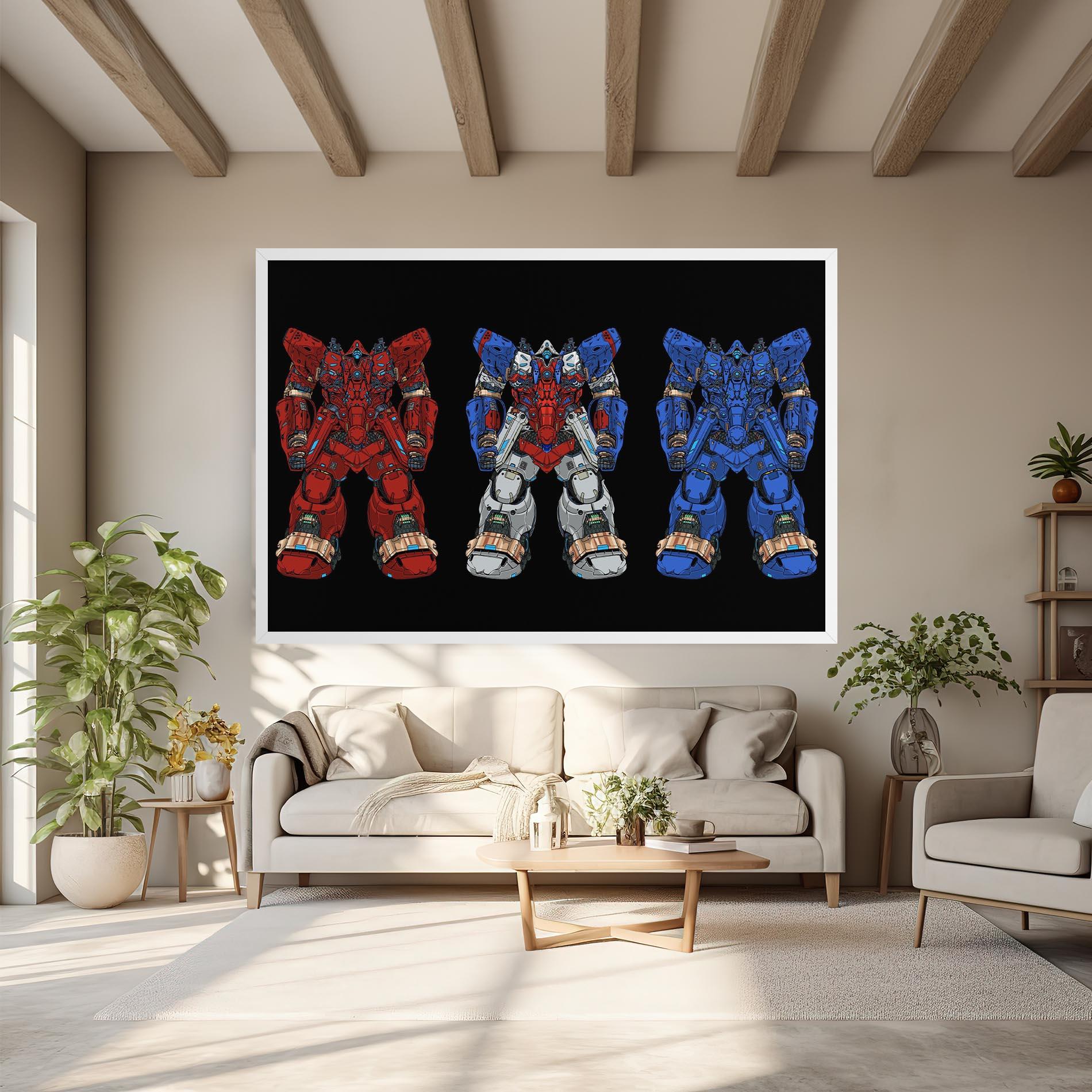 Tablou Canvas Blue Red Robots mockup 6