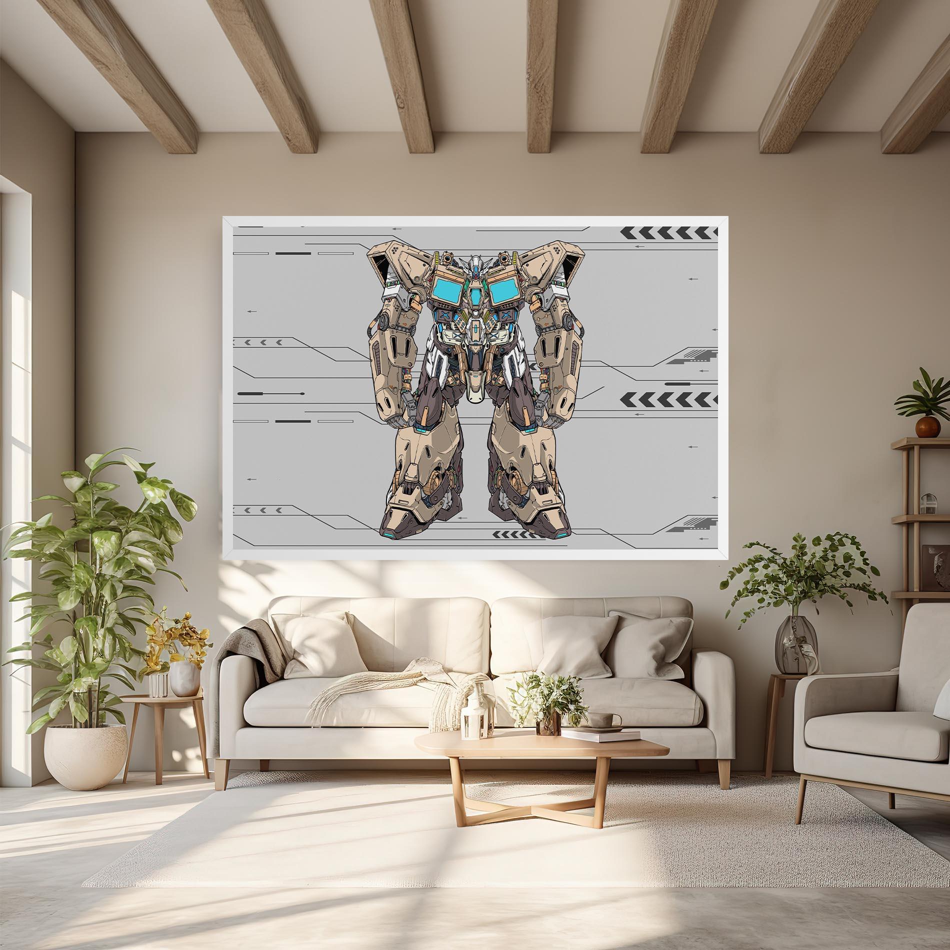 Tablou Canvas Cream Blue Robot mockup 6