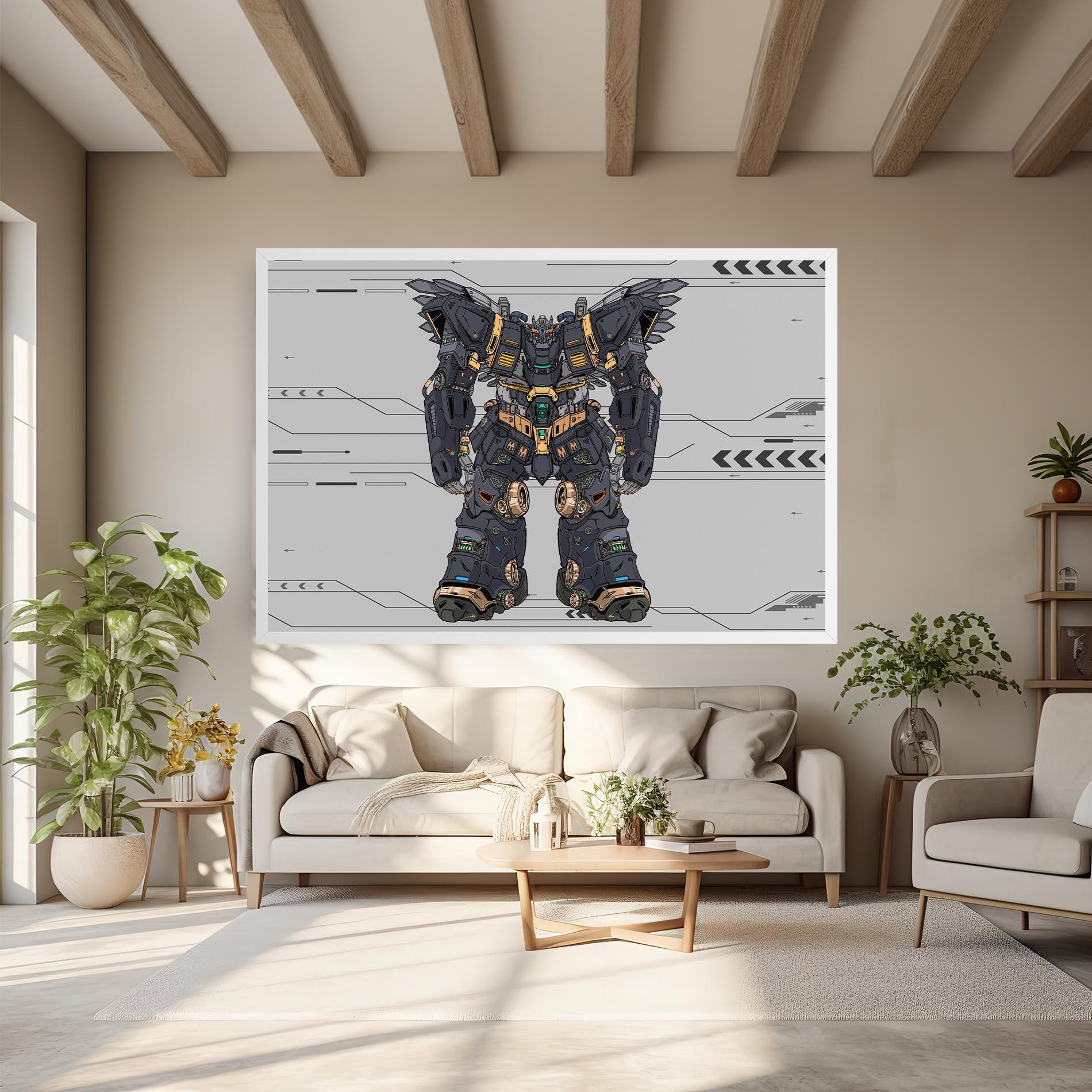 Tablou Canvas Grey Yelloy Robot mockup 6