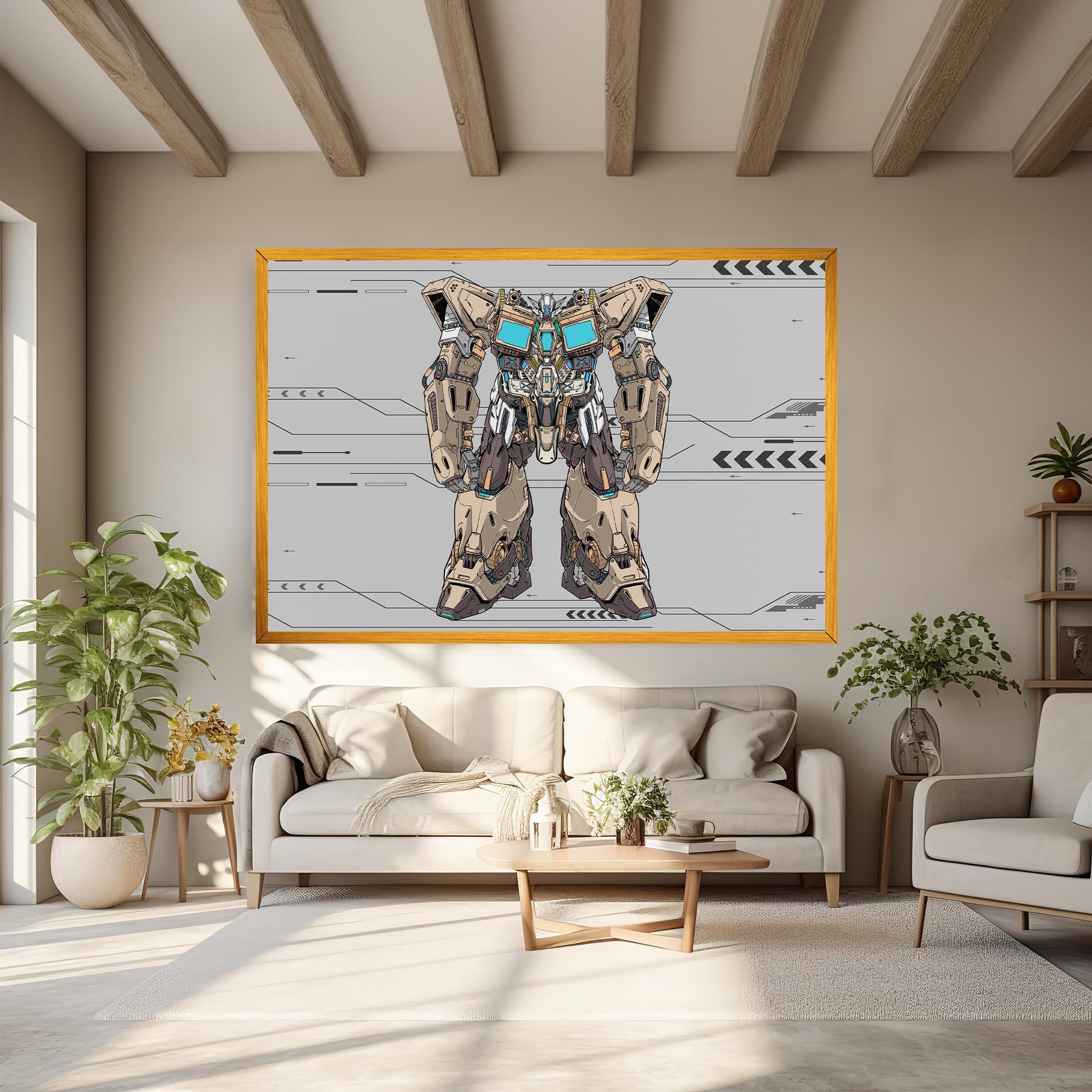 Tablou Canvas Cream Blue Robot mockup 6