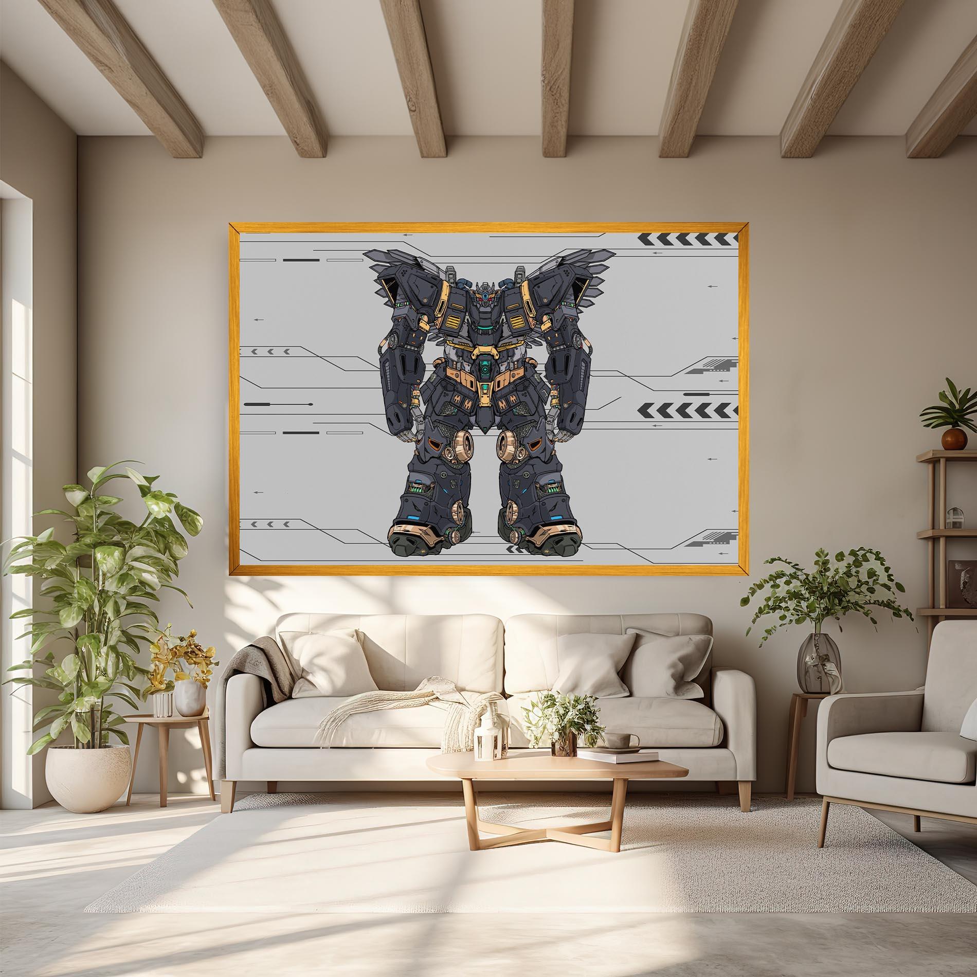 Tablou Canvas Grey Yelloy Robot mockup 6
