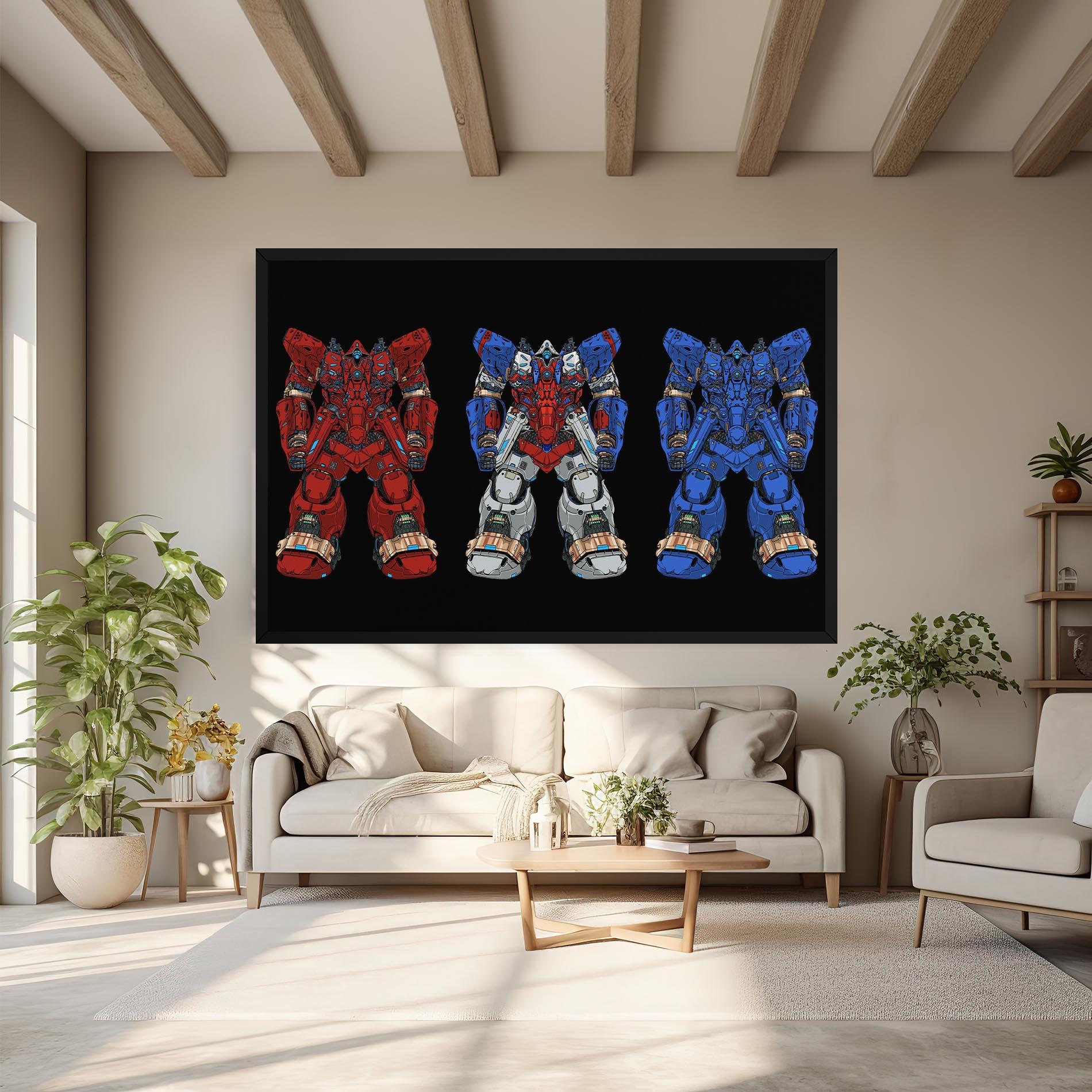 Tablou Canvas Blue Red Robots mockup 6