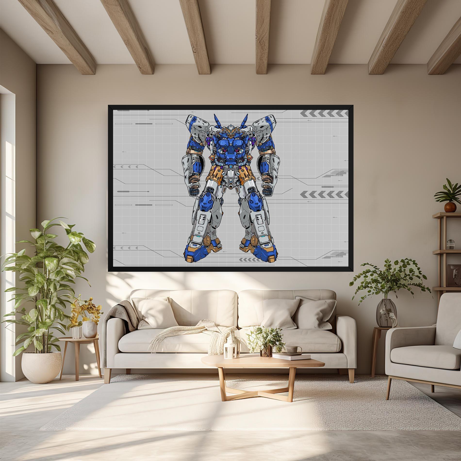 Tablou Canvas Blue Yellow Robot mockup 6