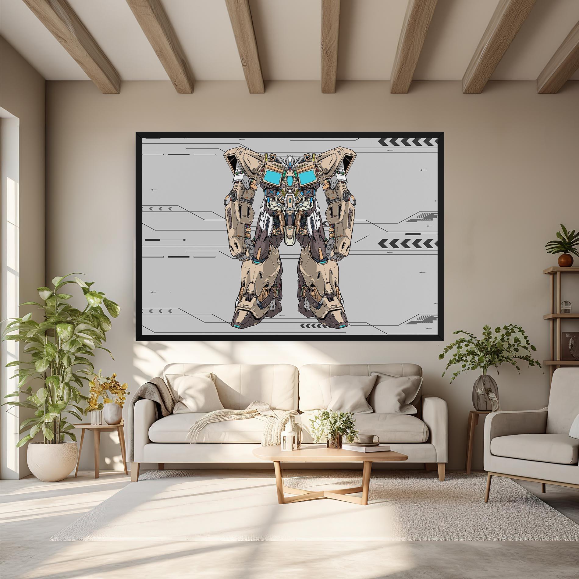 Tablou Canvas Cream Blue Robot mockup 6