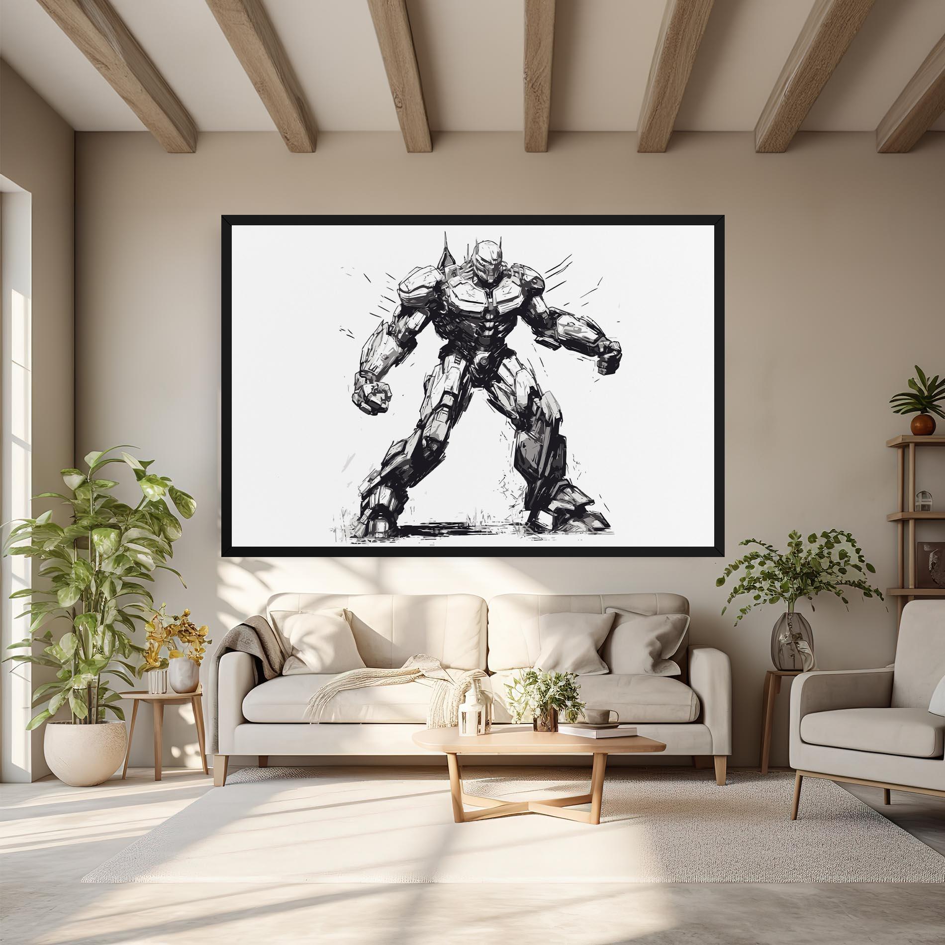 Tablou Canvas Grey White Robot mockup 6