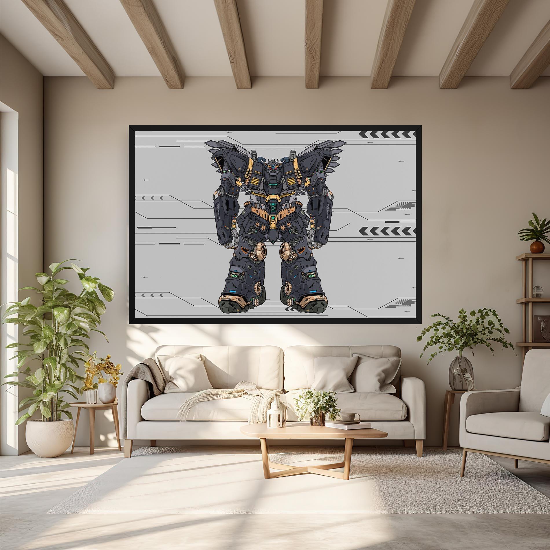 Tablou Canvas Grey Yelloy Robot mockup 6